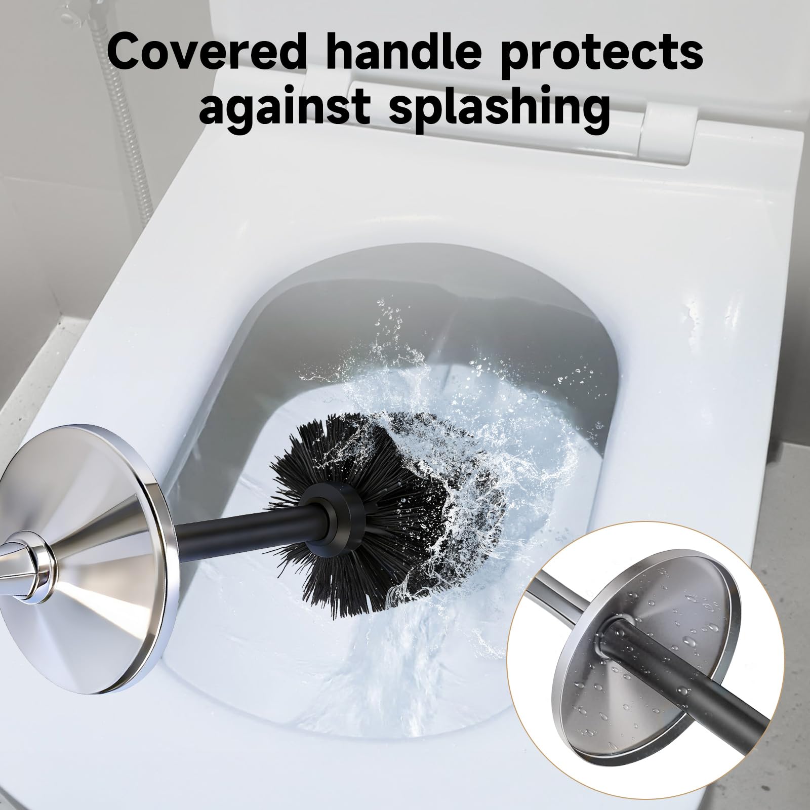 Silver Toilet Brush and Holder (35 Count)