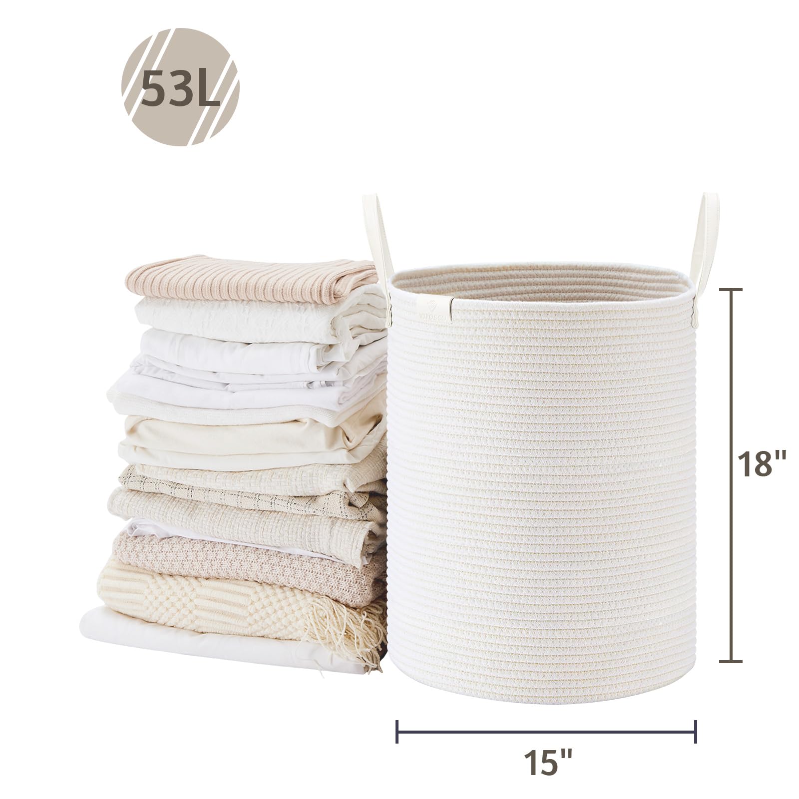 53L Tall Woven Rope Laundry Hamper (1792.1432 Fl Oz) - ModHome Supplies