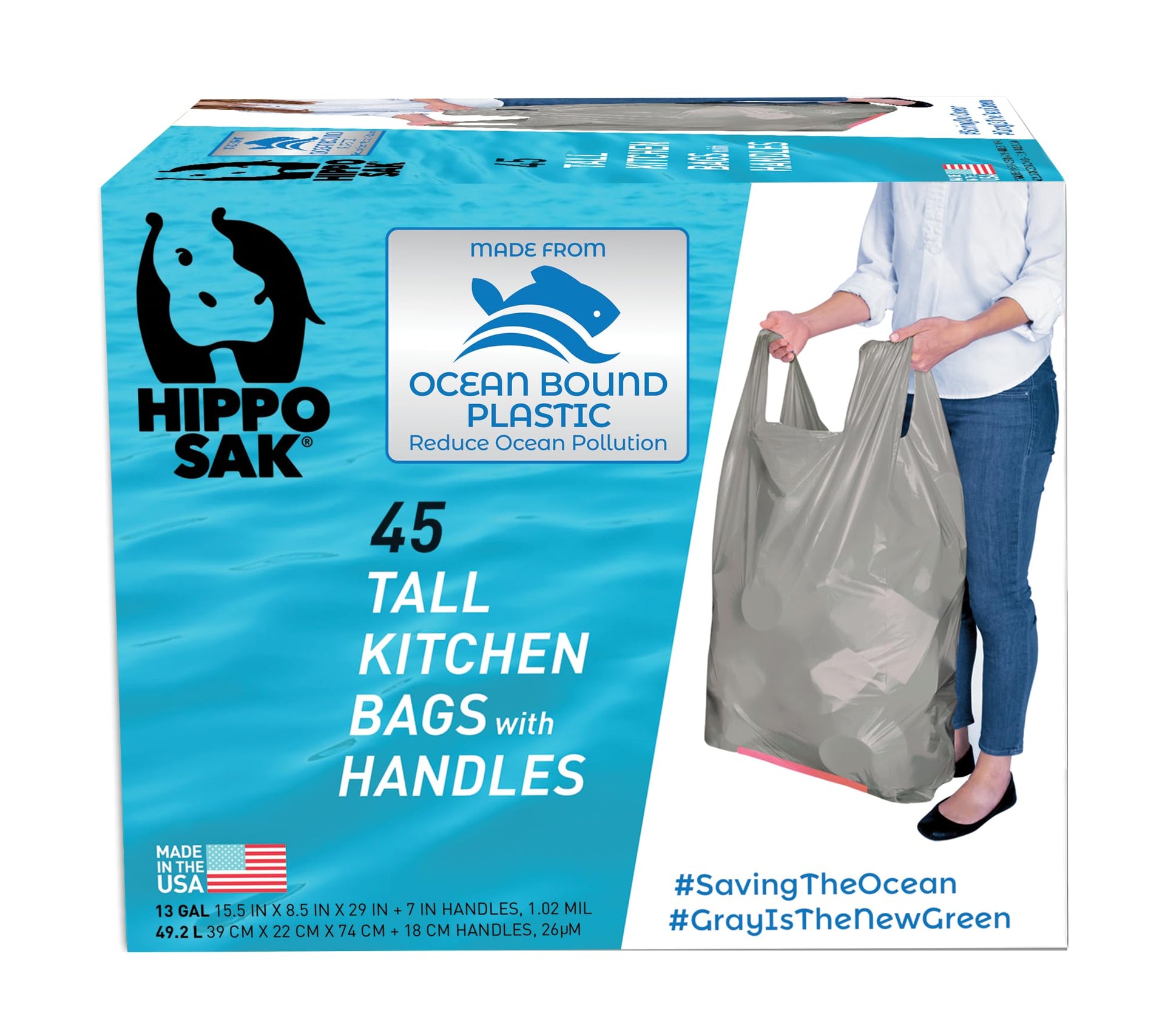 Tall Kitchen Garbage Bags with Ergonomic Handles (45 Count)