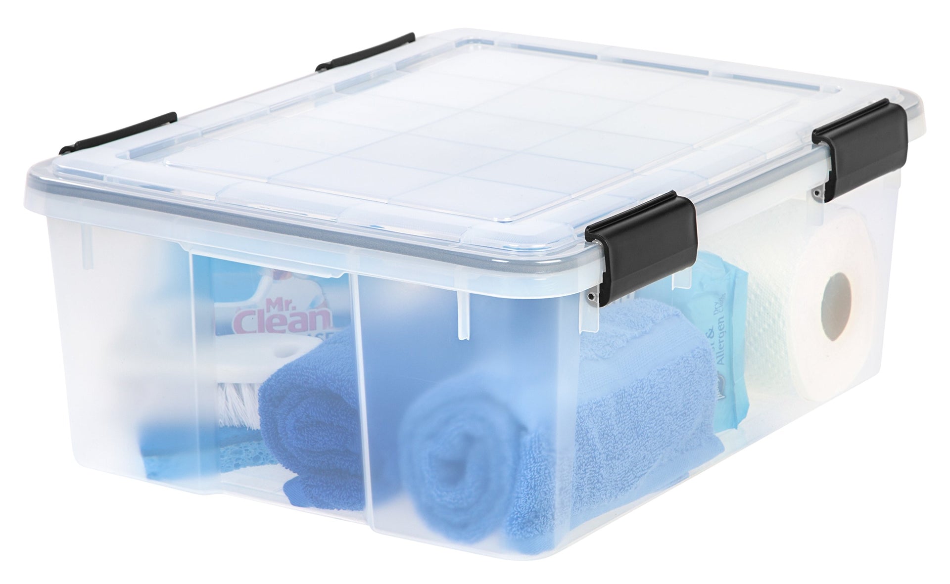 30 Quart WEATHERPRO Plastic Storage Box with Durable Lid and Seal and Secure Latching Buckles
