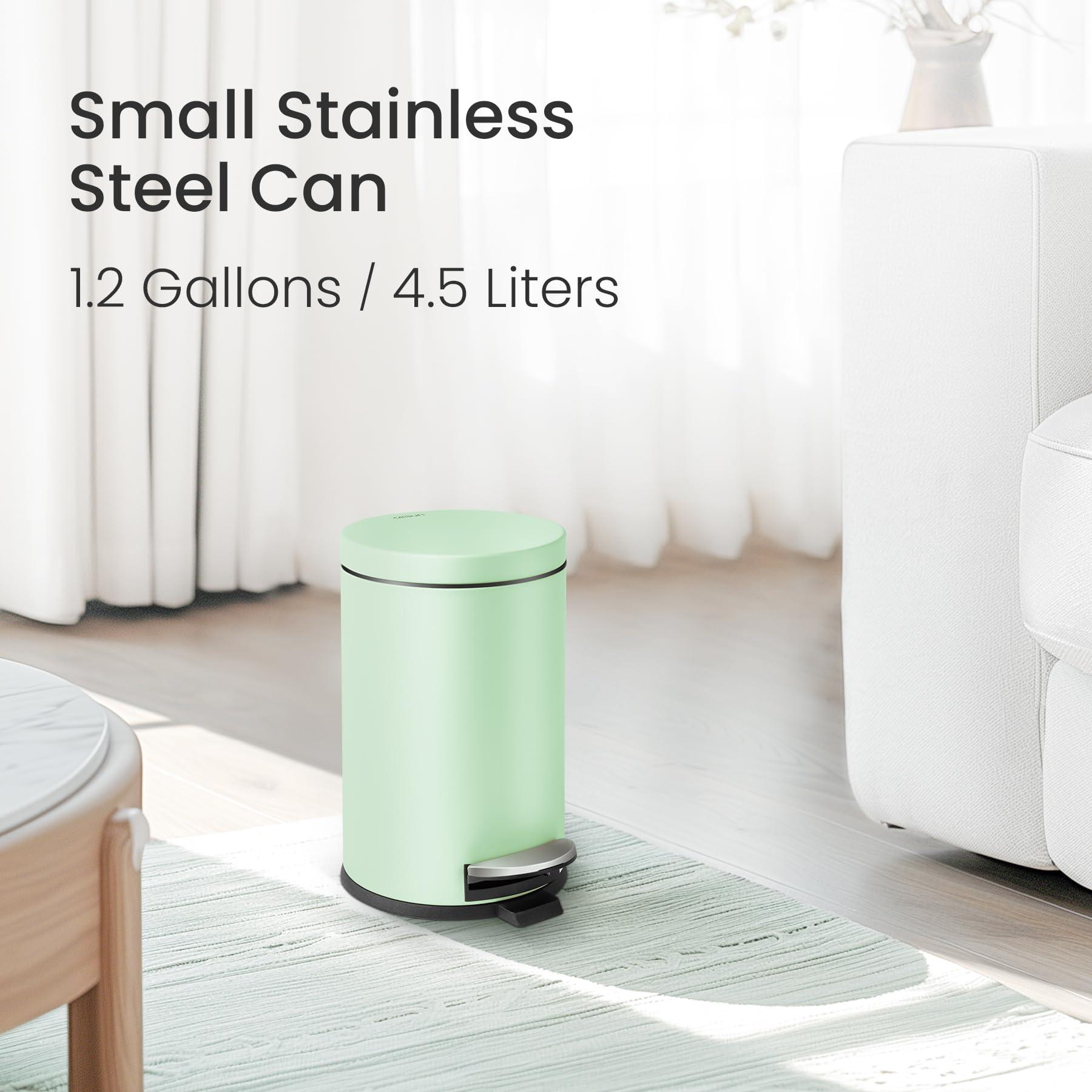 Small Round Bathroom Trash Can with Lid Soft Close