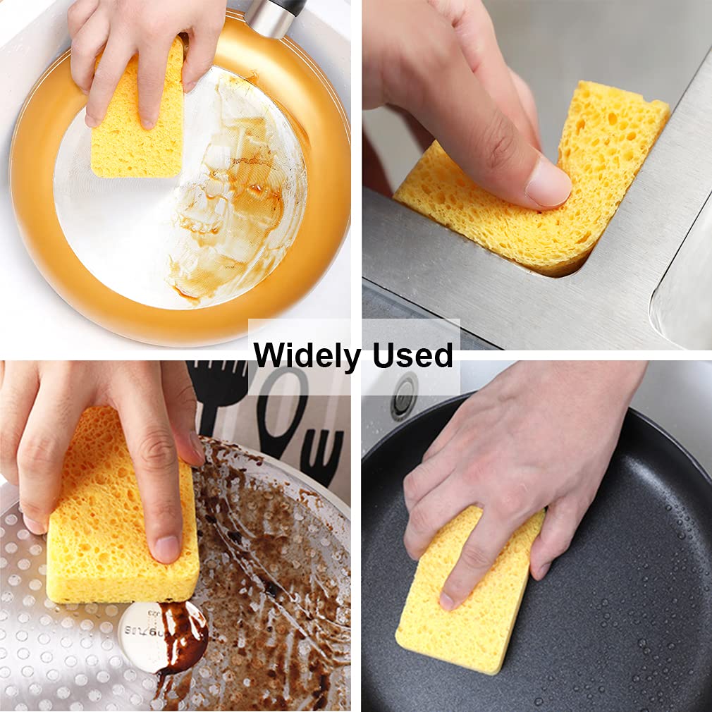 Kitchen Sponges 12 Pack Natural Cellulose for Non Scratch Cleaning (12 Count)