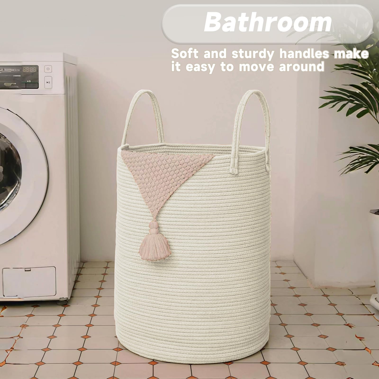 80L Cotton Rope Laundry Basket Hamper