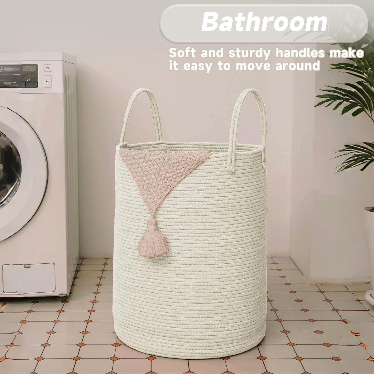 100L Cotton Rope Laundry Basket Hamper