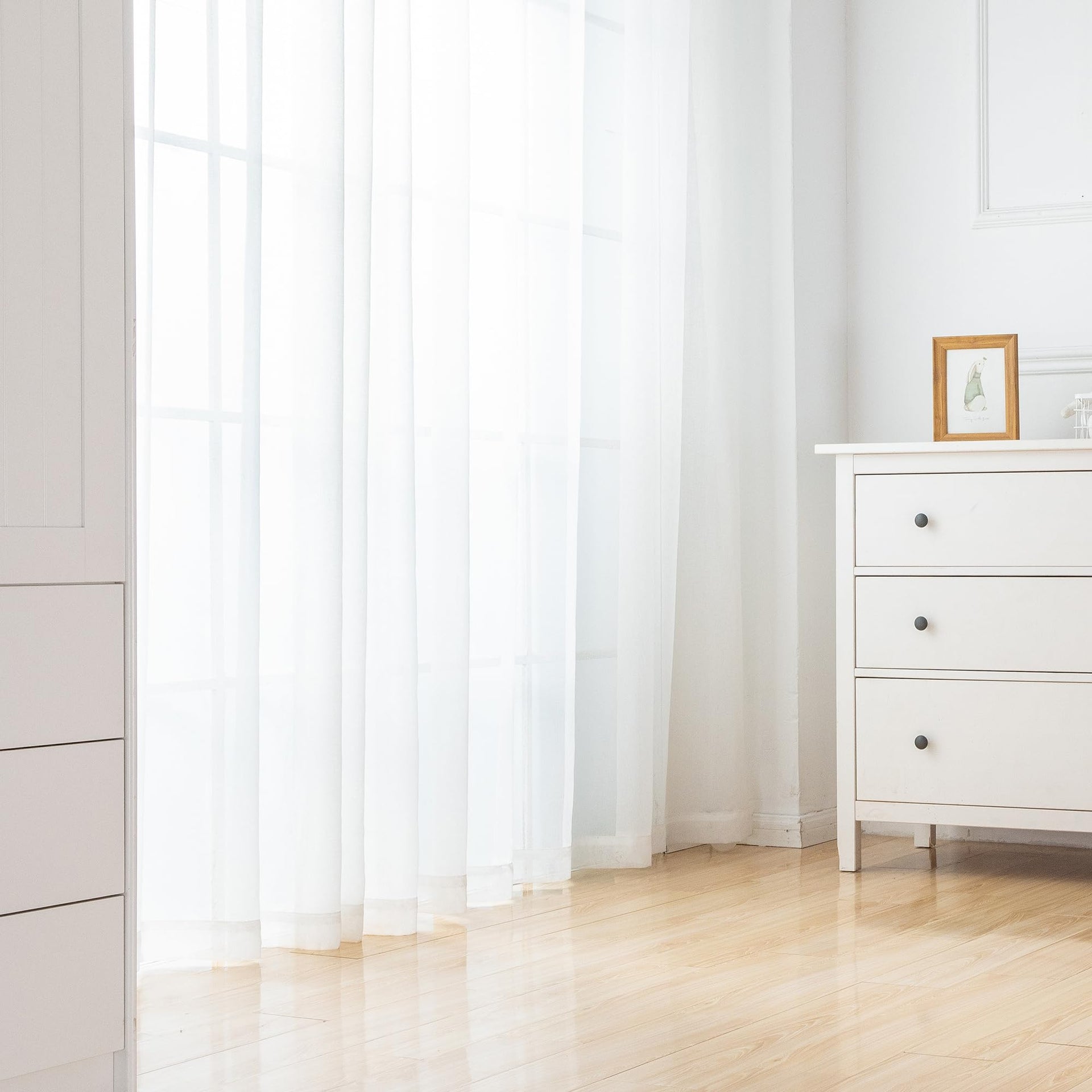 White Sheer Curtains 72 Inch Length 2 Panels