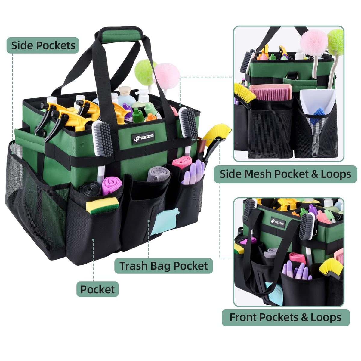 Large Rolling Cleaning Caddy Bag with Wheels