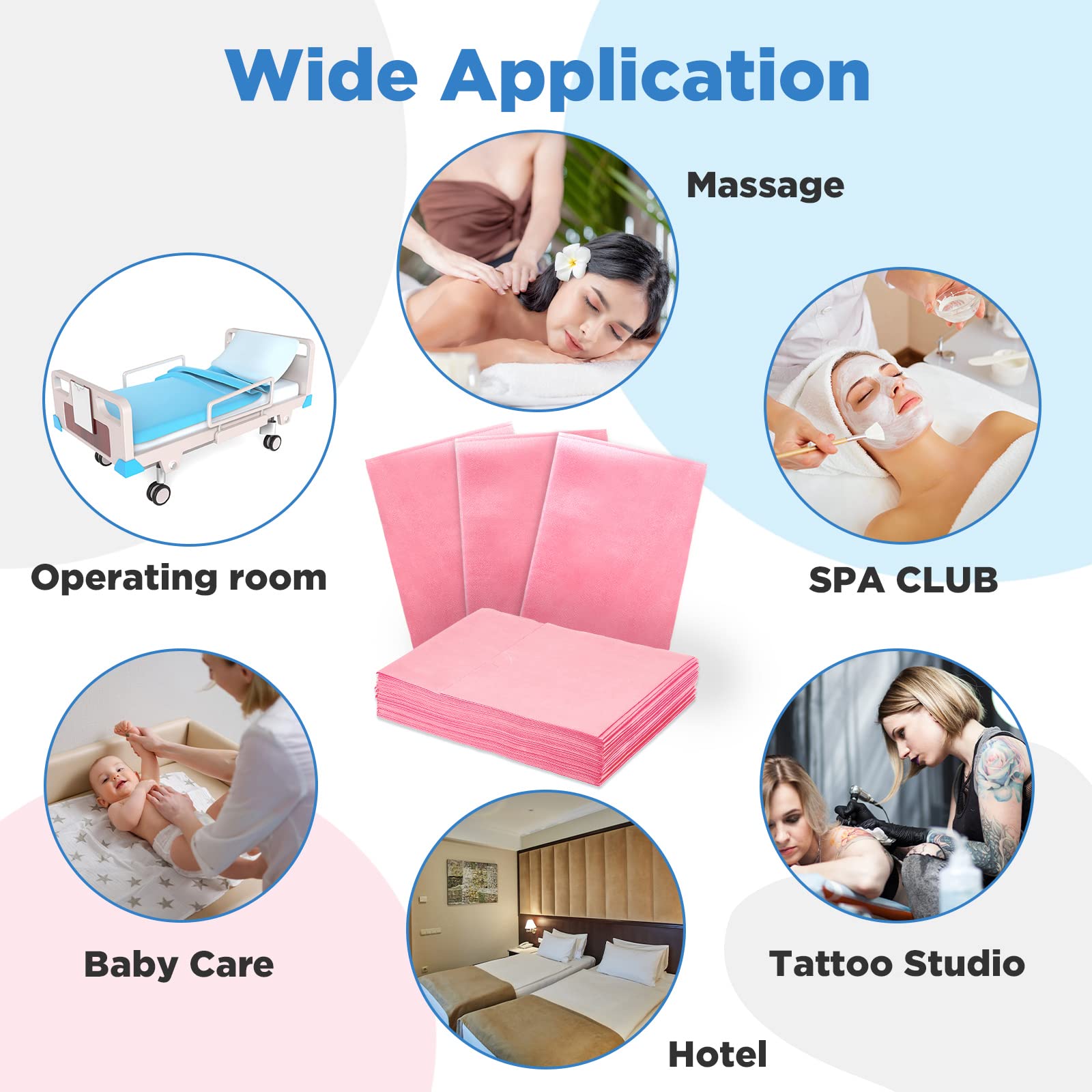 150 Pieces Disposable Massage Table Sheets 31" x 70" Waterproof Bed Sheets Non Woven Bed Cover for Massage Table Beauty Salons Tatto Spa Hotels