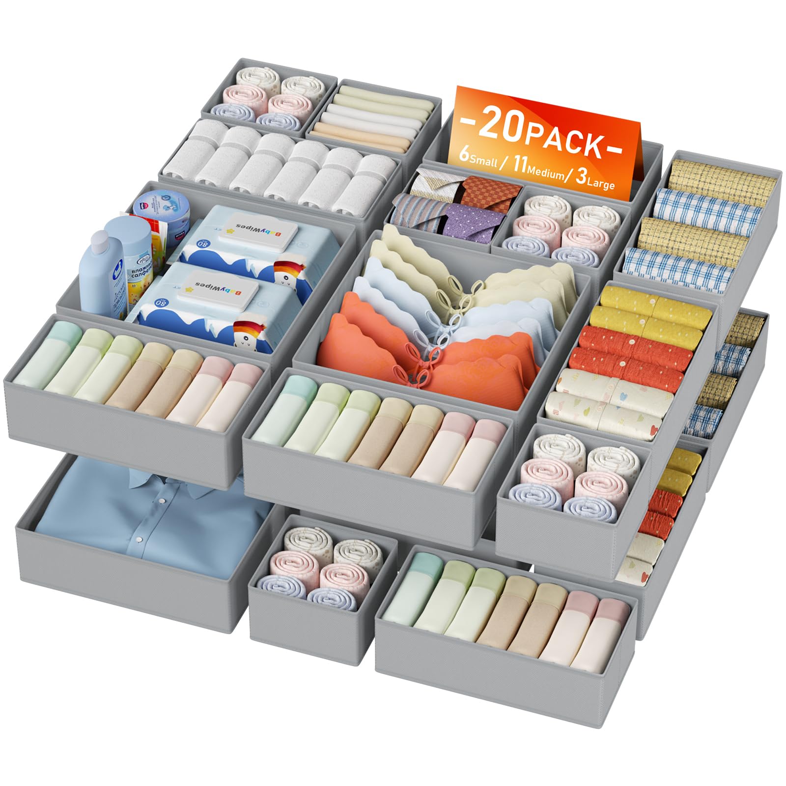 Drawer Organizer Clothes Storage (20 Count)
