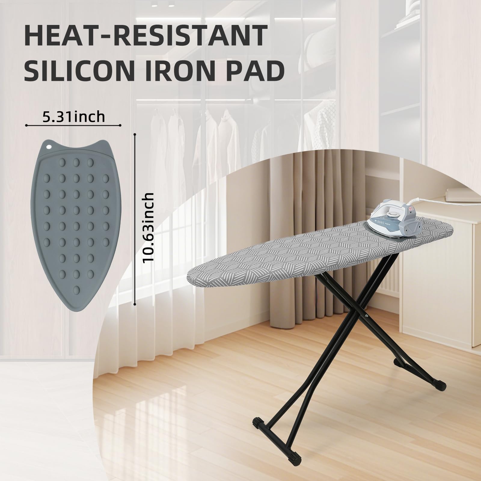 Ironing Board Adjustable Height Folding Ironing Board with Iron Pad