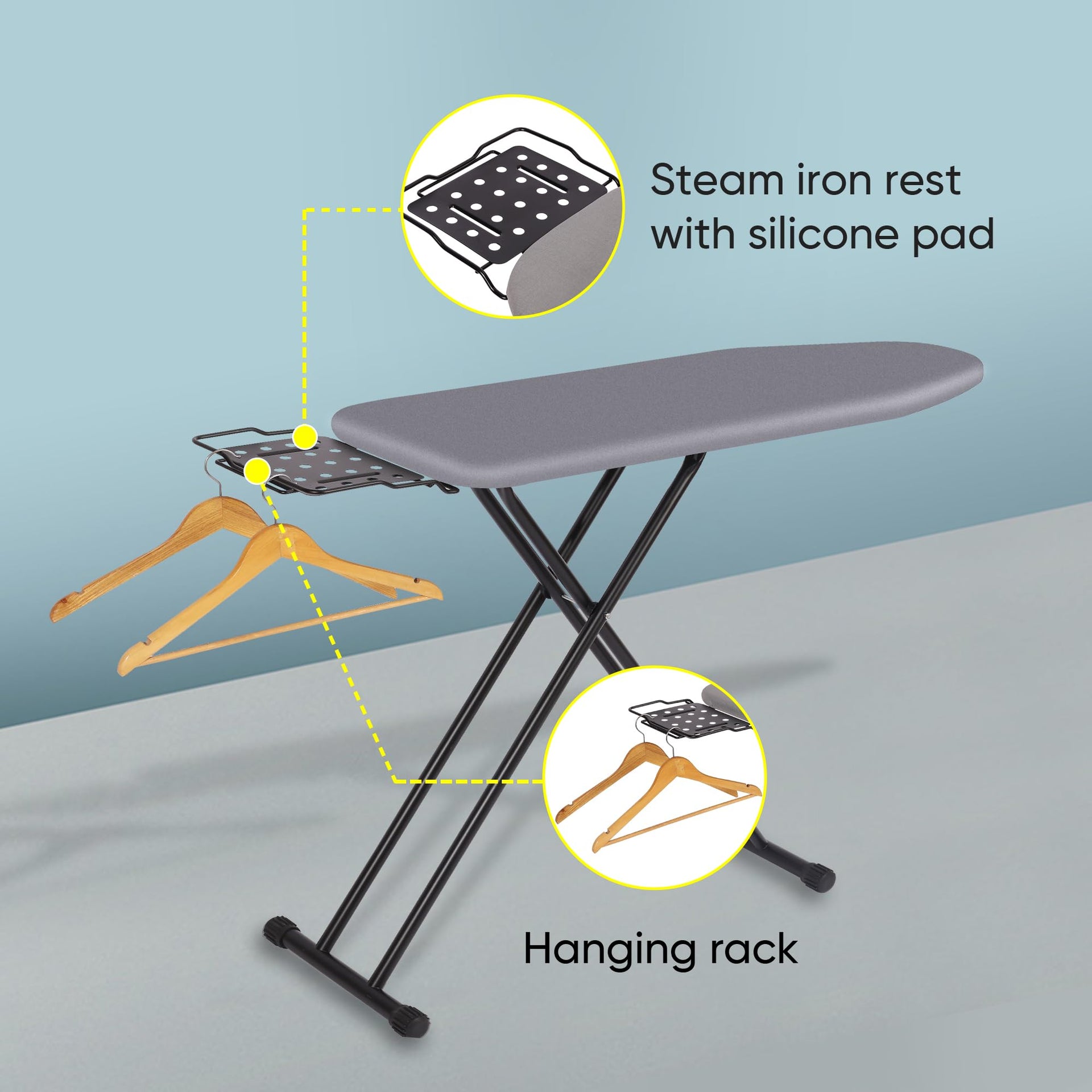 Deluxe Ironing Board with Heat Resistant Cover and Thicken Felt Pad