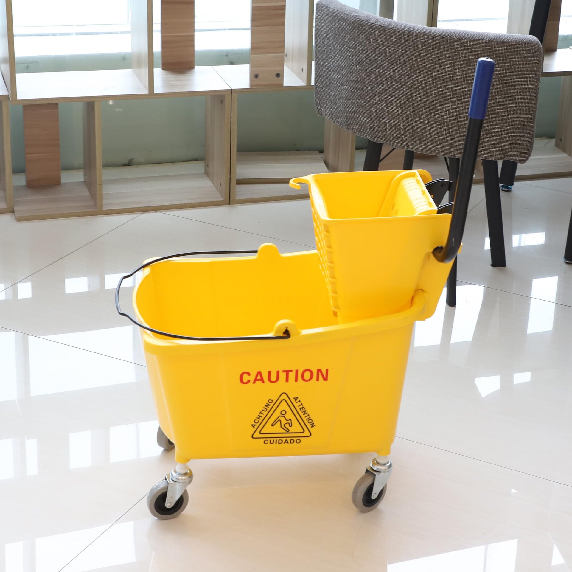 Commercial Mop Bucket with Side Press Wringer on Wheels