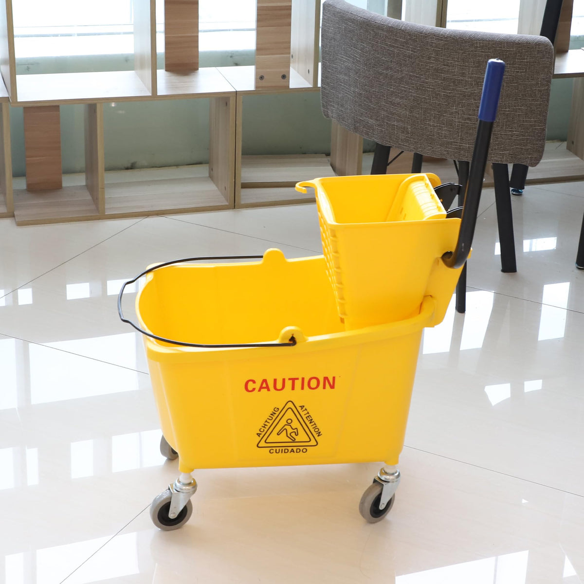 Commercial Mop Bucket with Side Press Wringer on Wheels