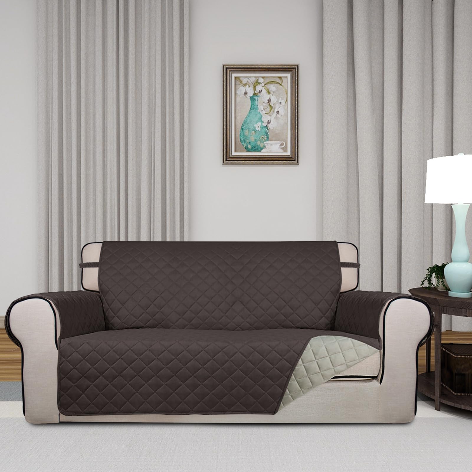 Reversible Quilted Couch Covers for Dogs Loveseat Sofa Cover 54"