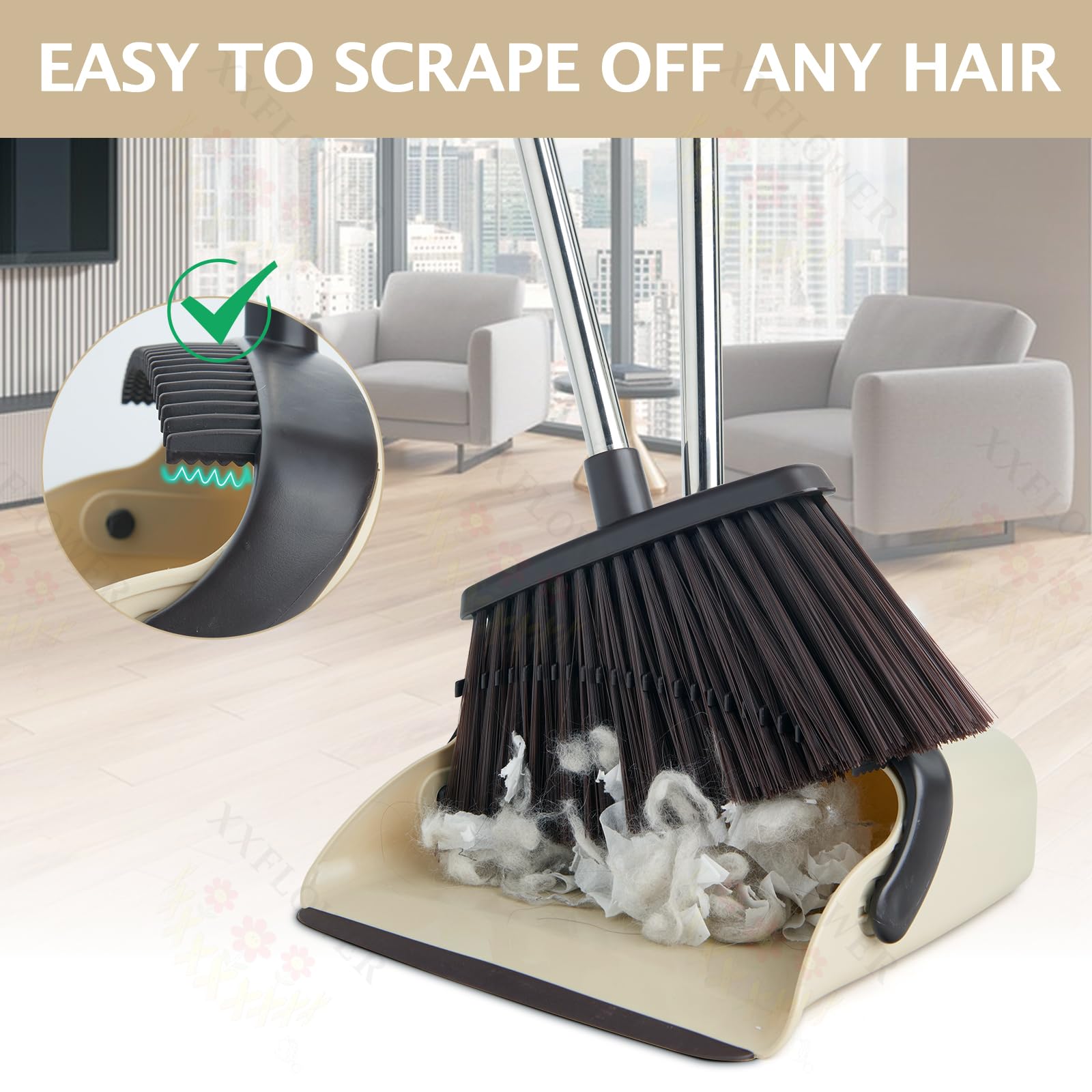 Broom and Dustpan Set with Long Handle