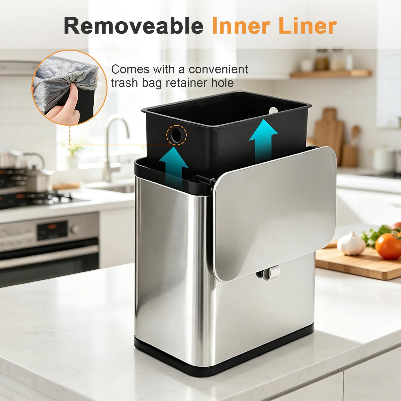 Mini Hanging Trash Can with Lid for Kitchen Cabinet Door