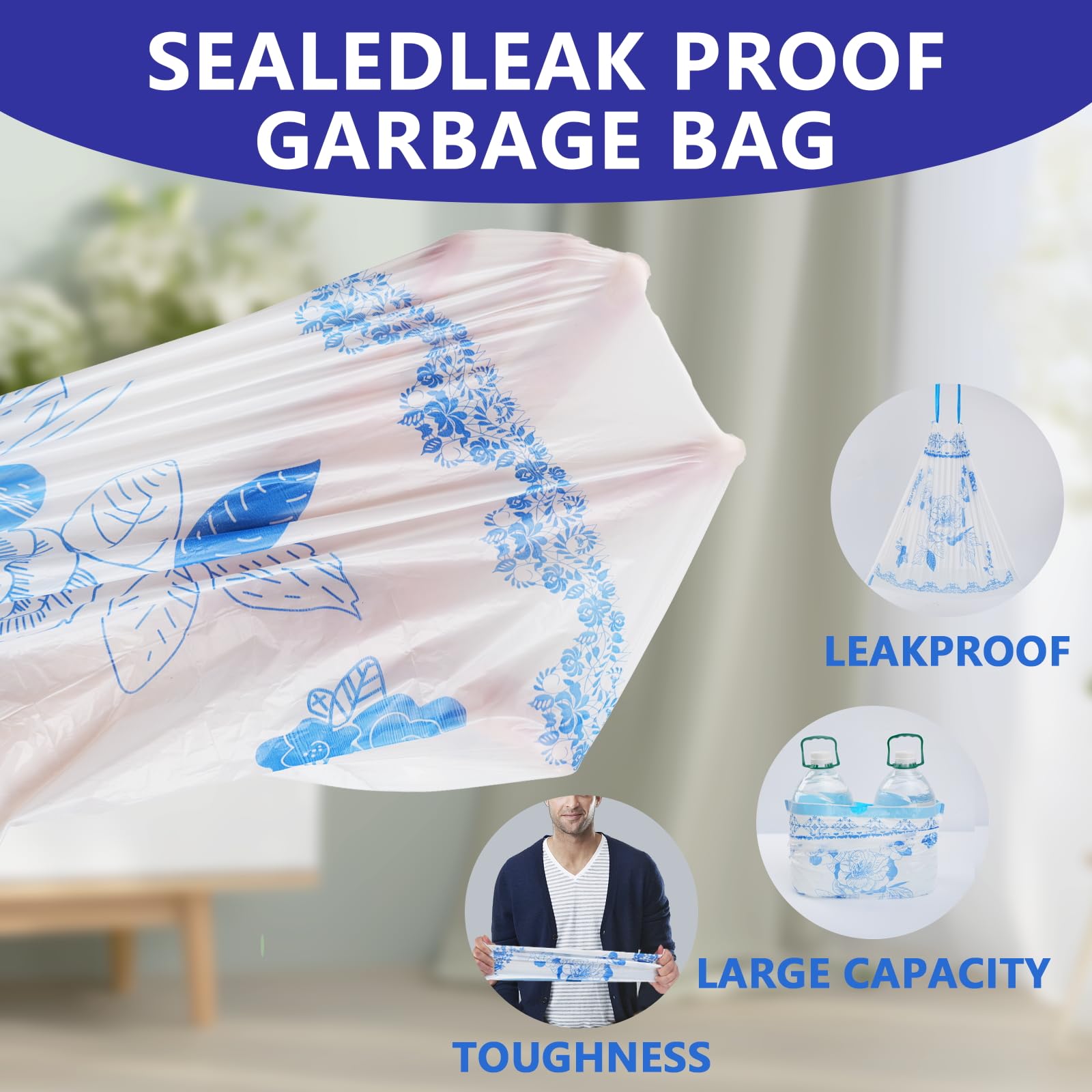 4 Gallon Trash Bags Drawstring (78 Count)