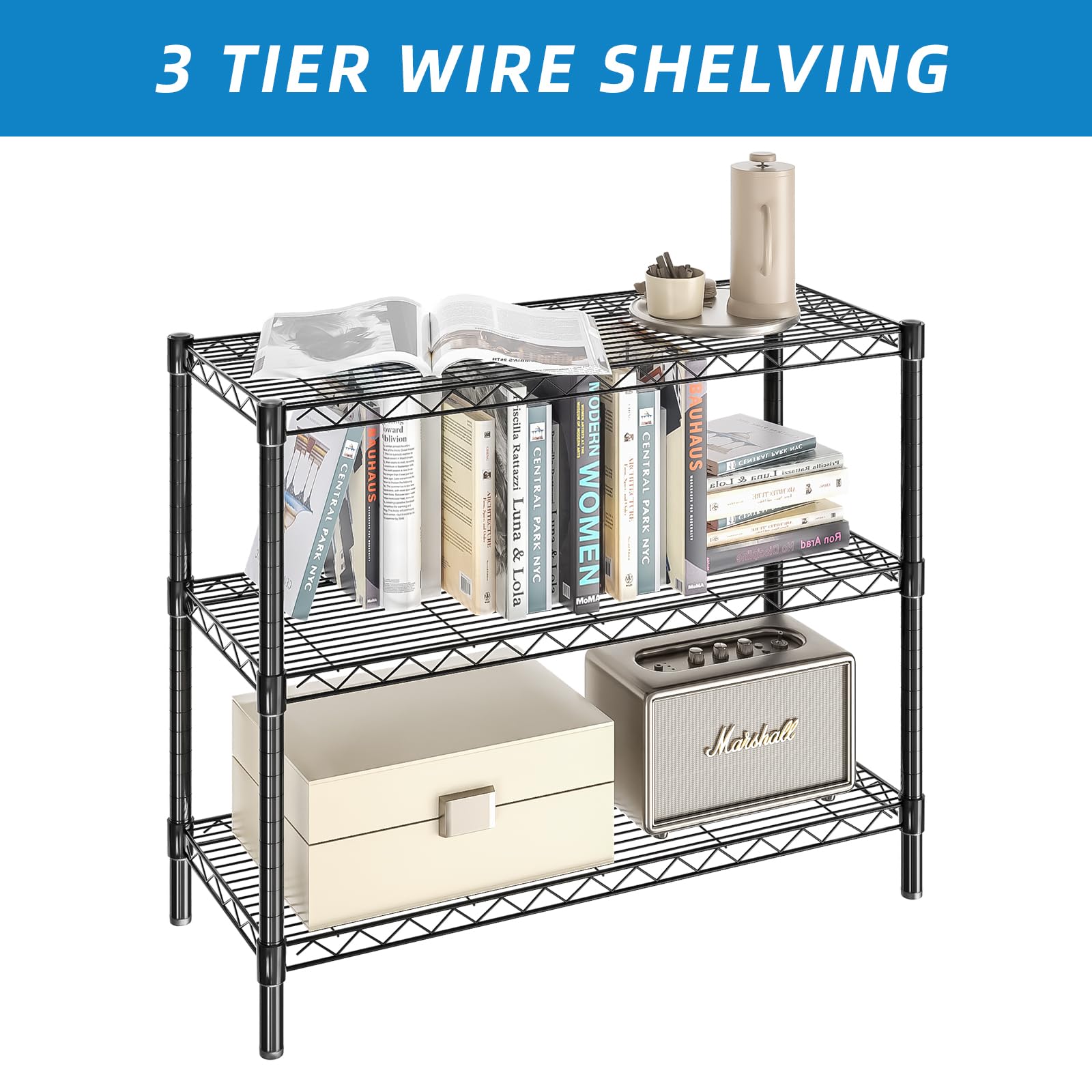 3 Shelf Adjustable Metal Wire Shelving