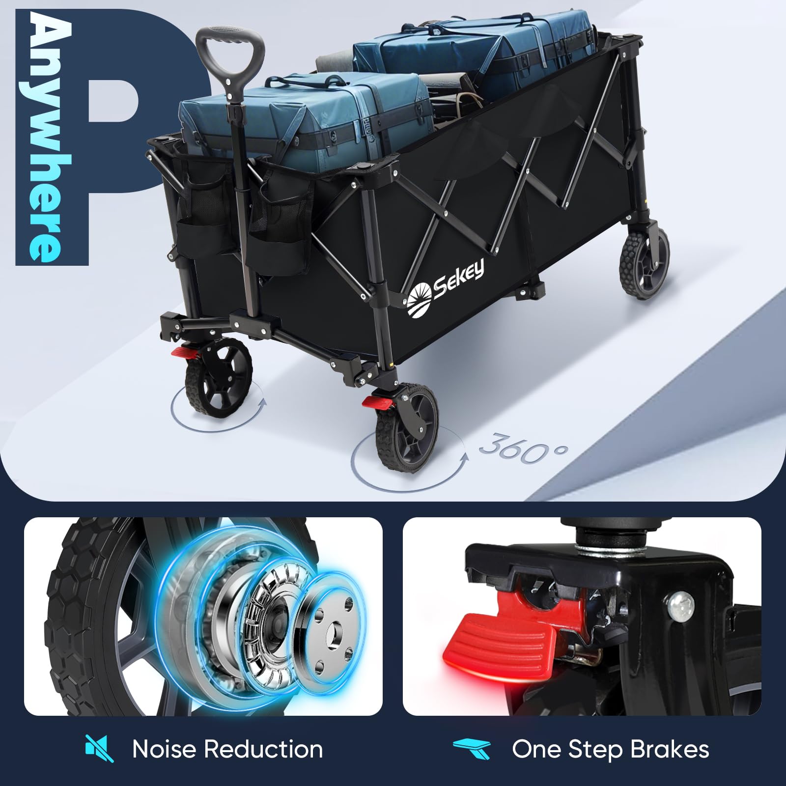 Collapsible Foldable Wagon with 300lbs Weight Capacity