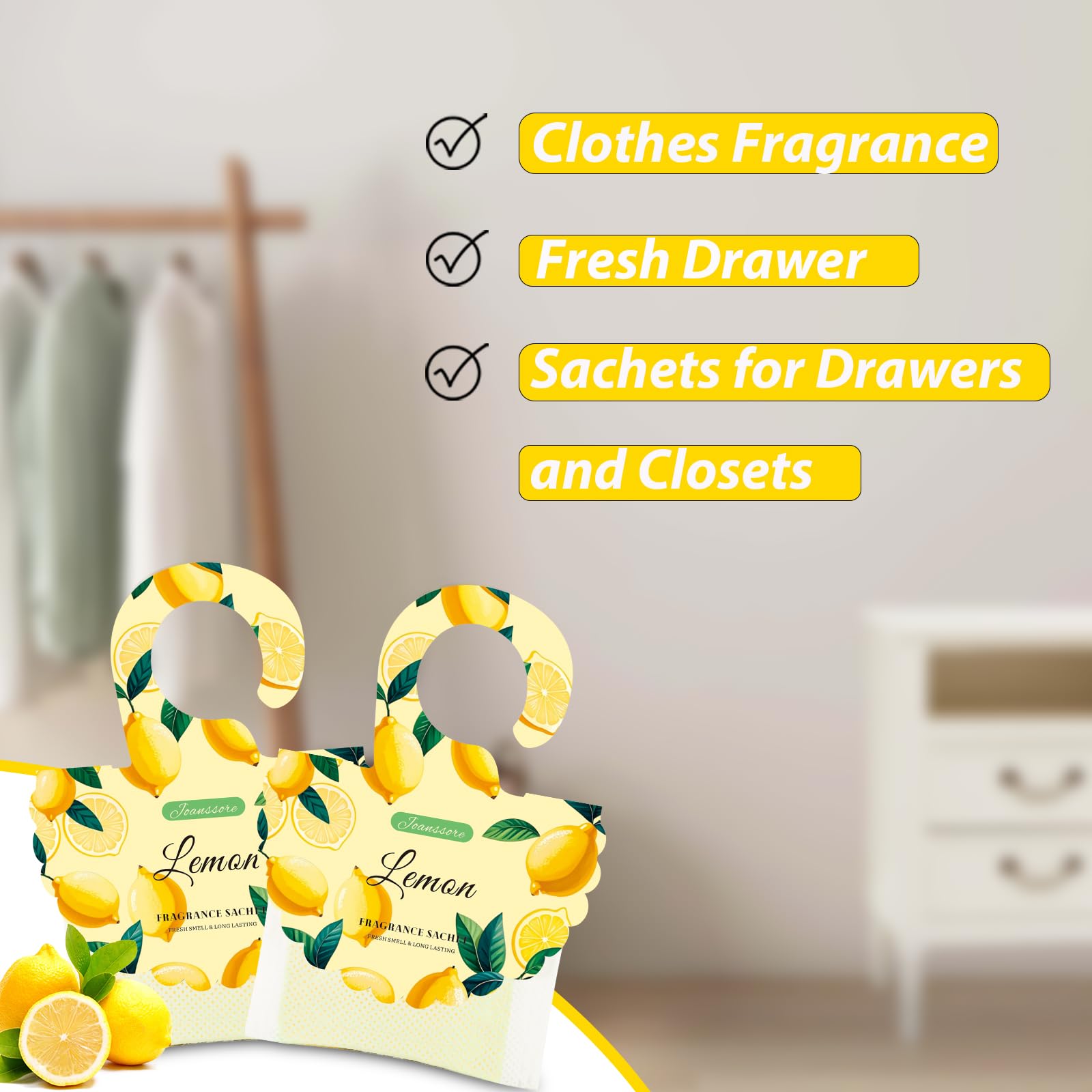 15 Packs Lemon Scented Sachets Bag for Drawers and Closets (7.93 Ounce)