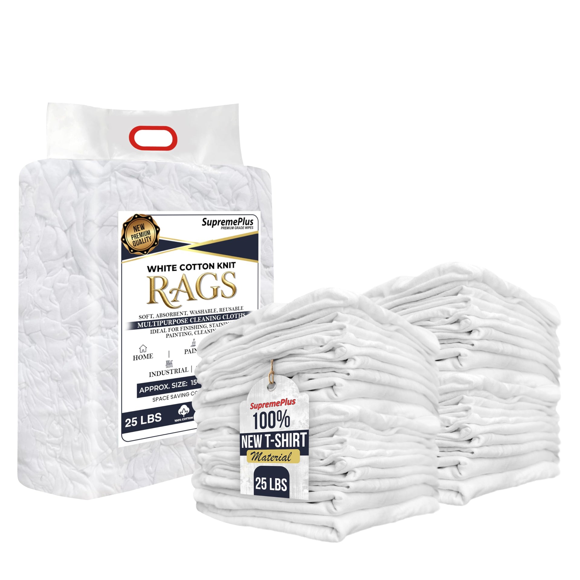 Premium New White Cotton Knit T (215 Count)