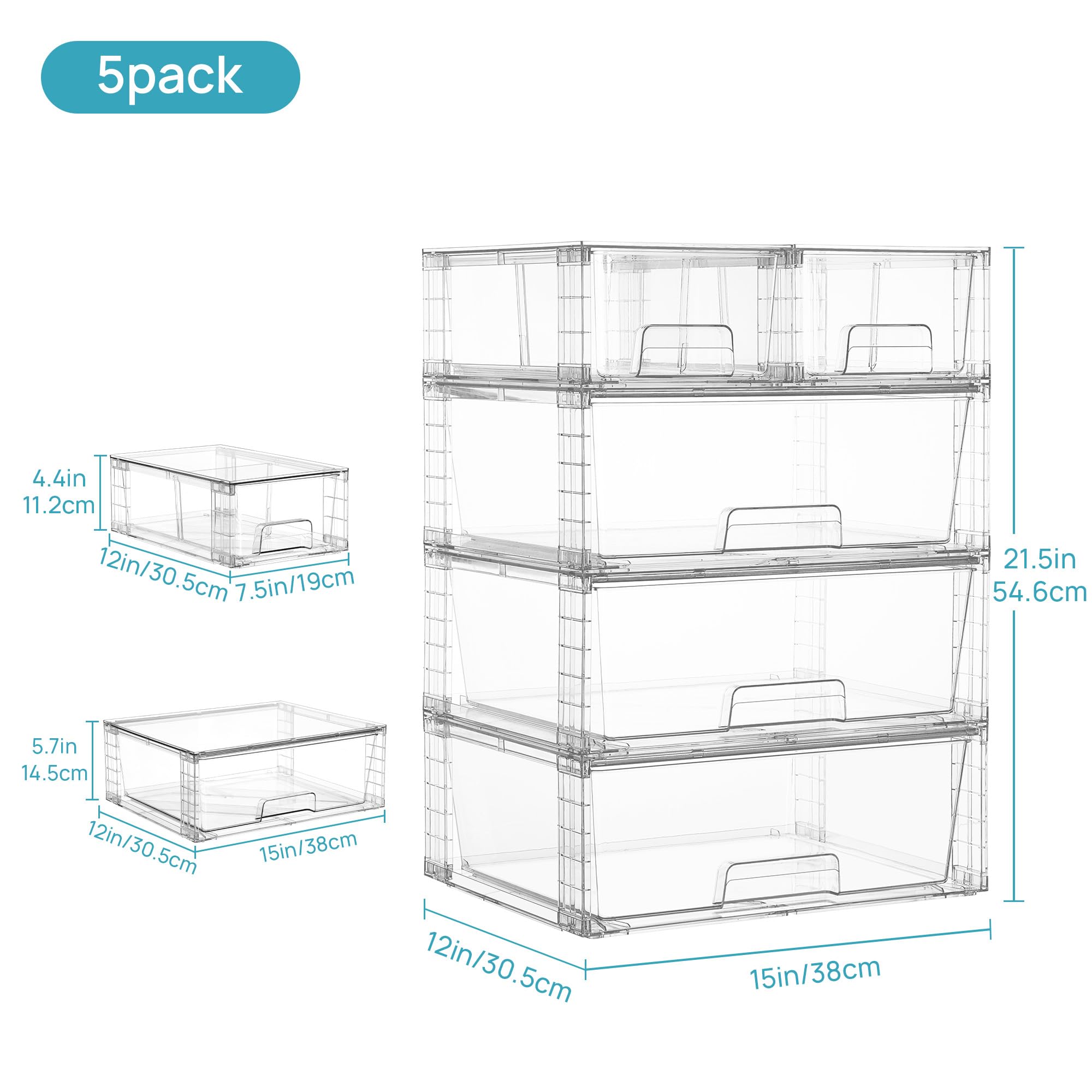 Clear Stackable Storage Drawers (5 Count)