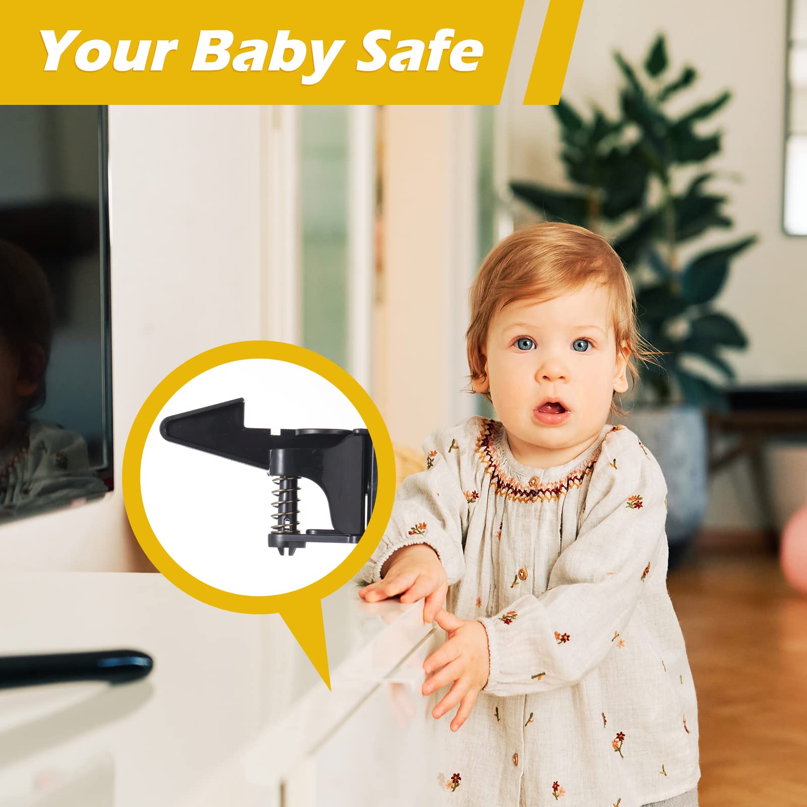 30 Pcs Cabinet Locks Child Safety Latches Invisible Safety Drawer Latches with Screws Self Adhesive Cabinet Drawer Locks for Baby Child Proofing Home Kitchen Furniture Door