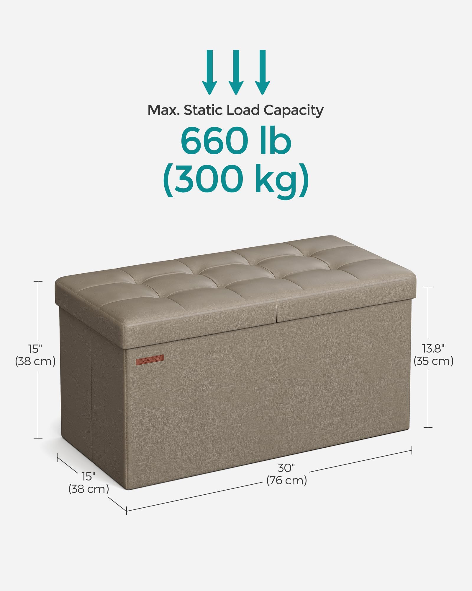 30 Inches Folding Storage Ottoman Bench with Flipping Lid