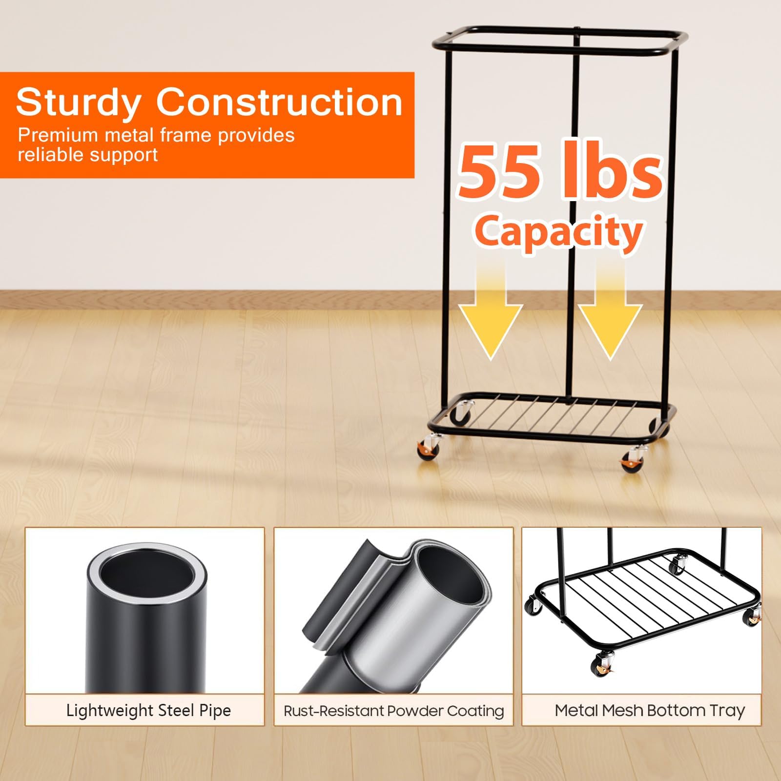 100L Laundry Hamper with Lid & Wheels