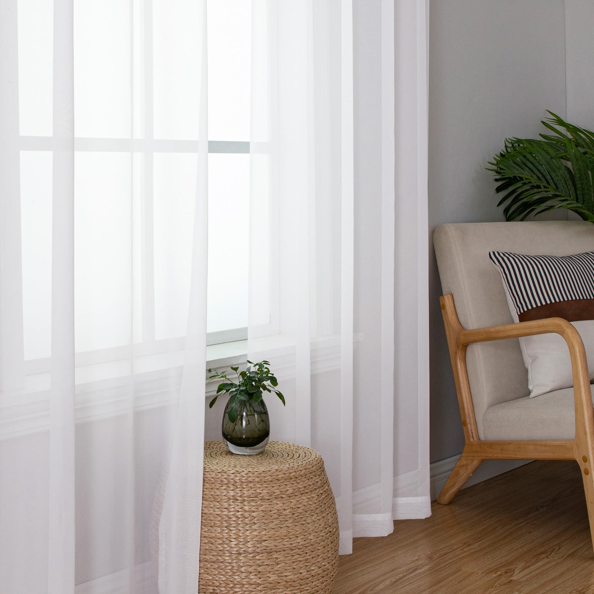 Sheer White Curtains 90 inches Long 2 Panels (2 Count)