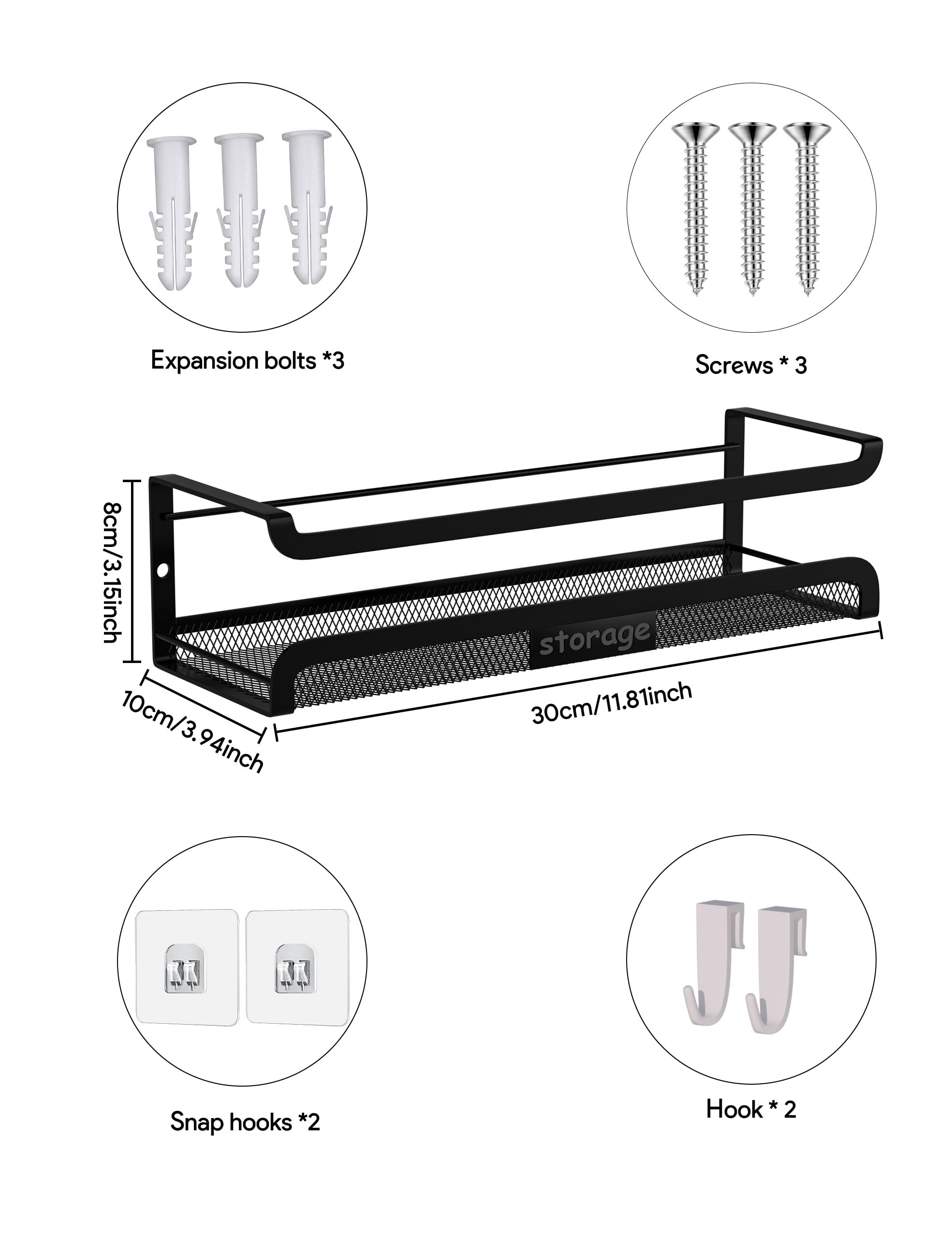 Spice Rack Wall Mount with Hooks (2 Count)