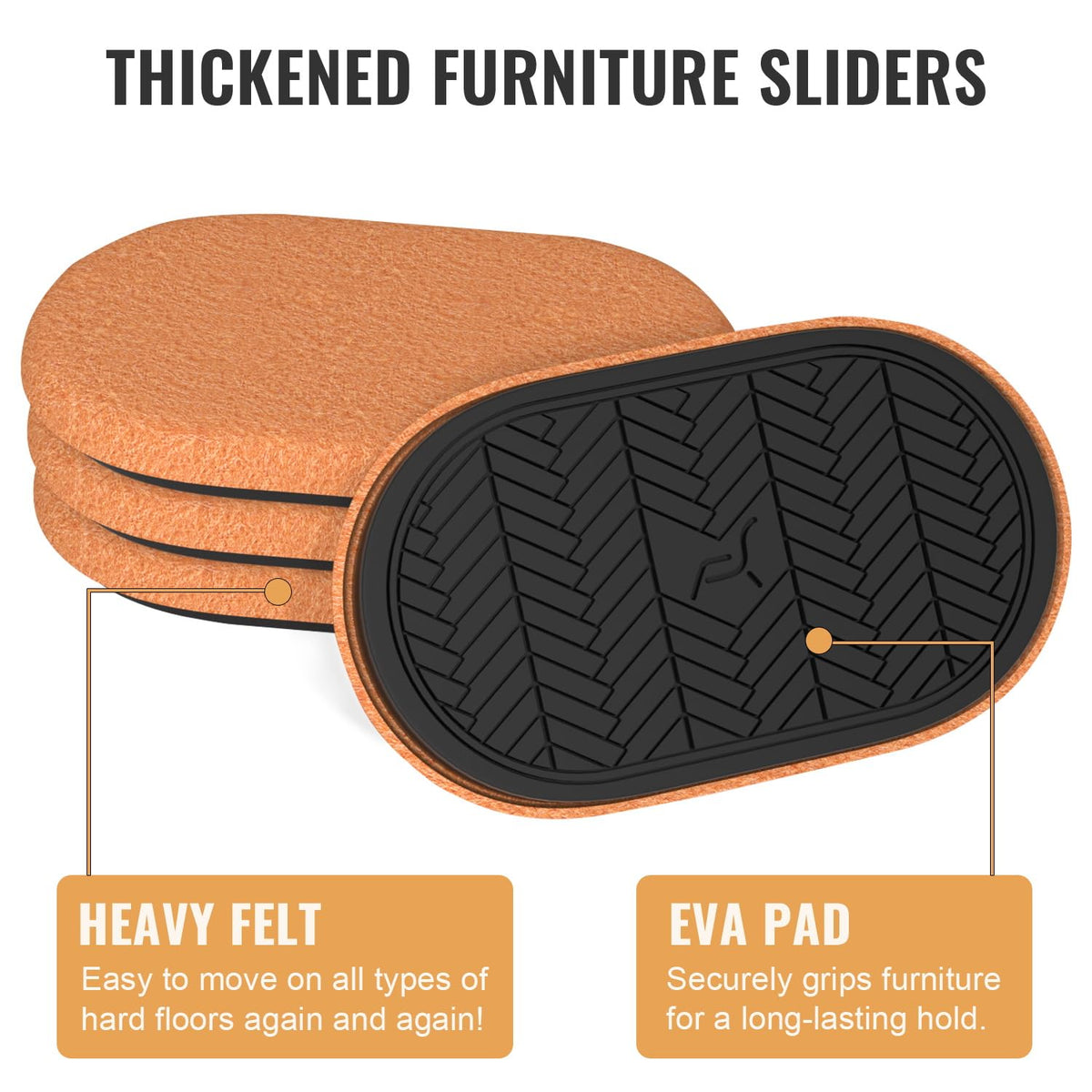 Felt Furniture Sliders for Hardwood Floors (4 Count)