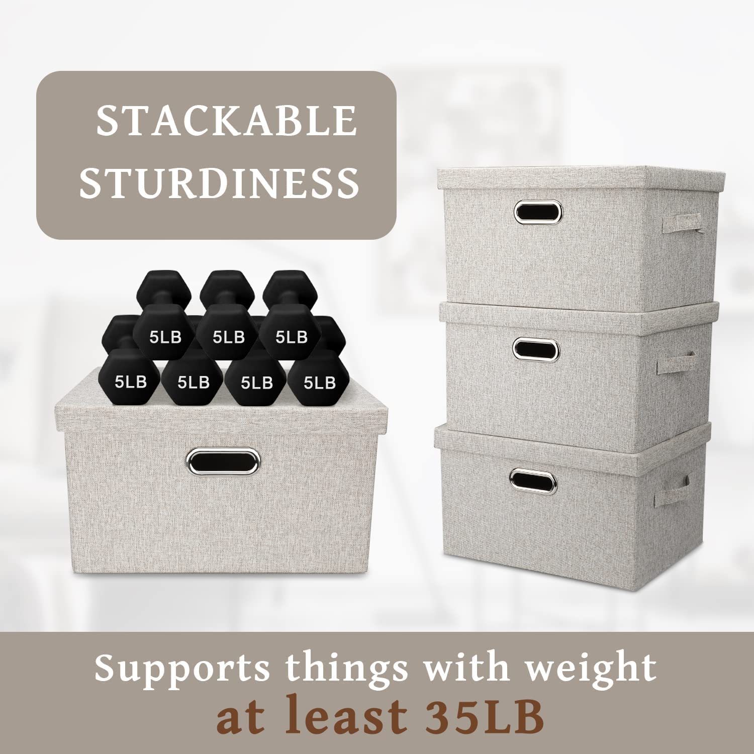 Storage Bins with Lids Fabric Closet Organizers Cubes Office Organization (5 Count)