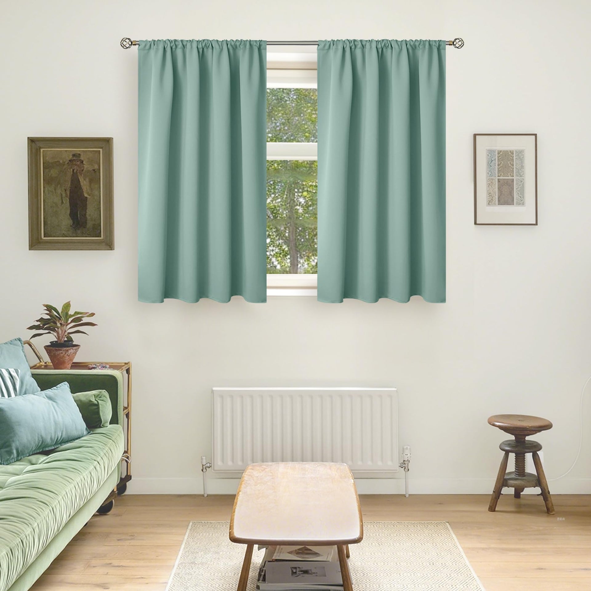 Sage Green Curtains 54 Inch Length for Short Window