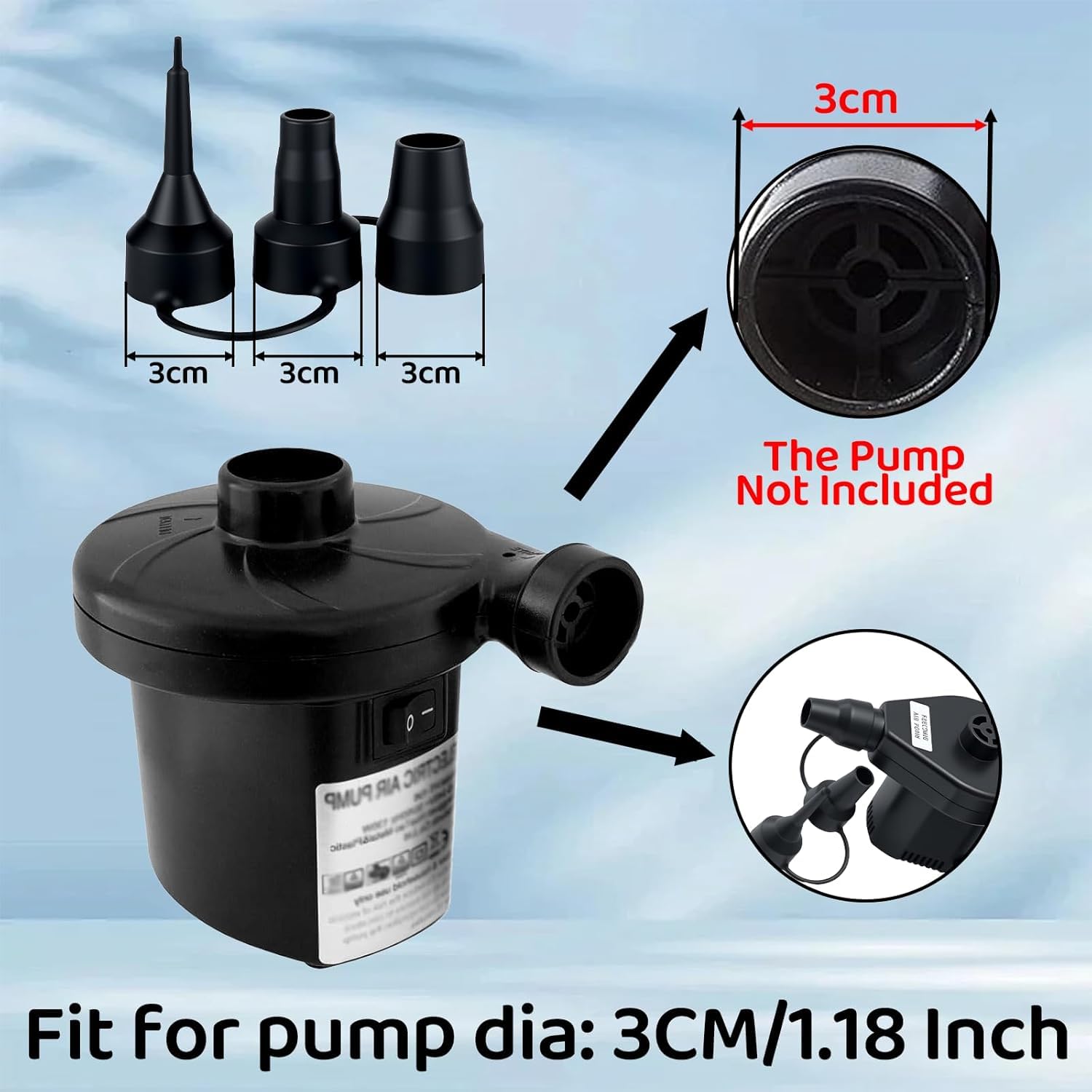 2Set of 3 Sizes Air Pump Replacement Nozzles for Inflatables (6 Count)