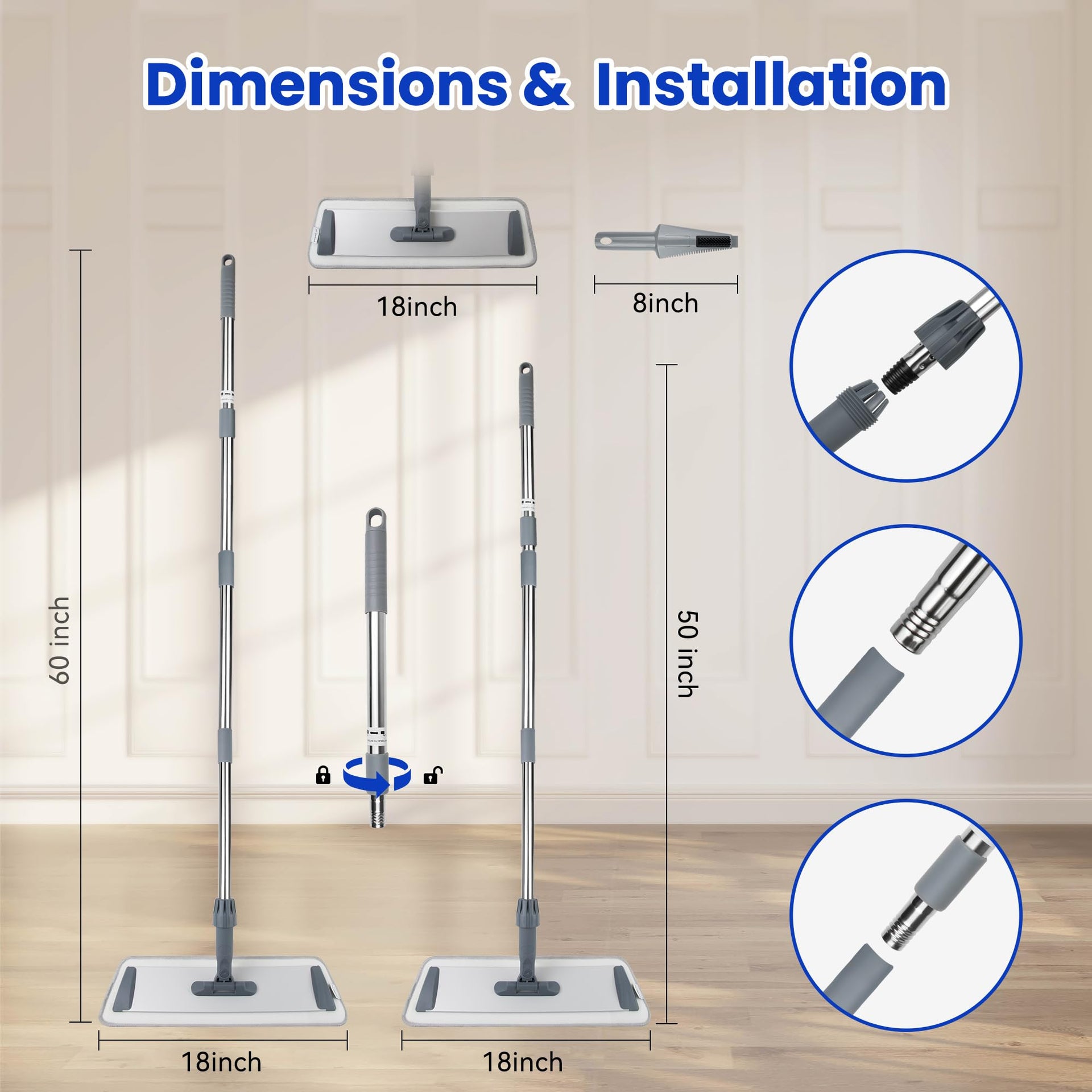 60IN Microfiber Flat Mop