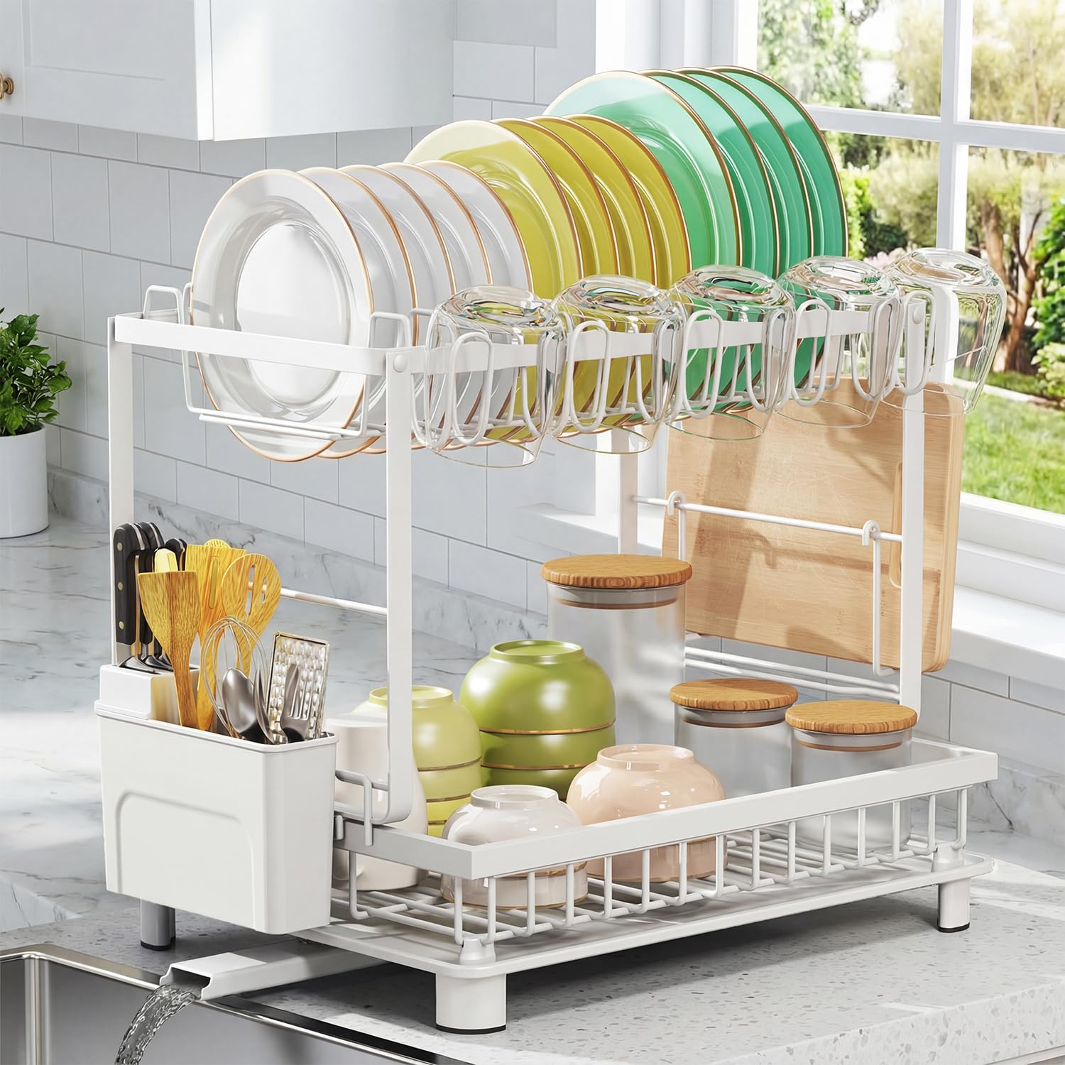 2 Tier Dish Drying Rack for Kitchen Counter