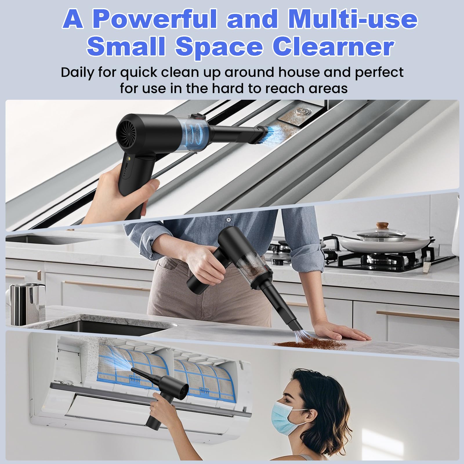 Car Vacuum Portable Cordless with 16000PA Ultra Suction 4