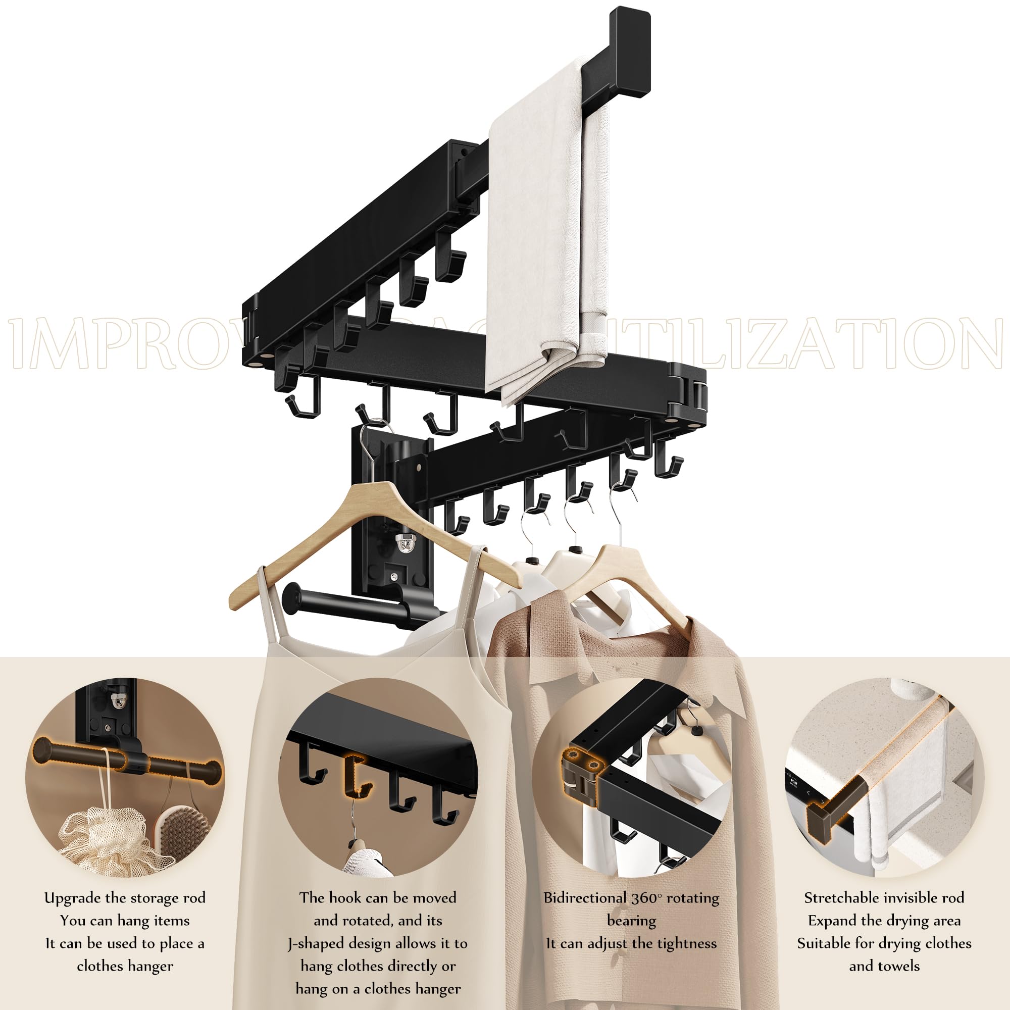 Wall Mounted Collapsible Clothes Drying Rack
