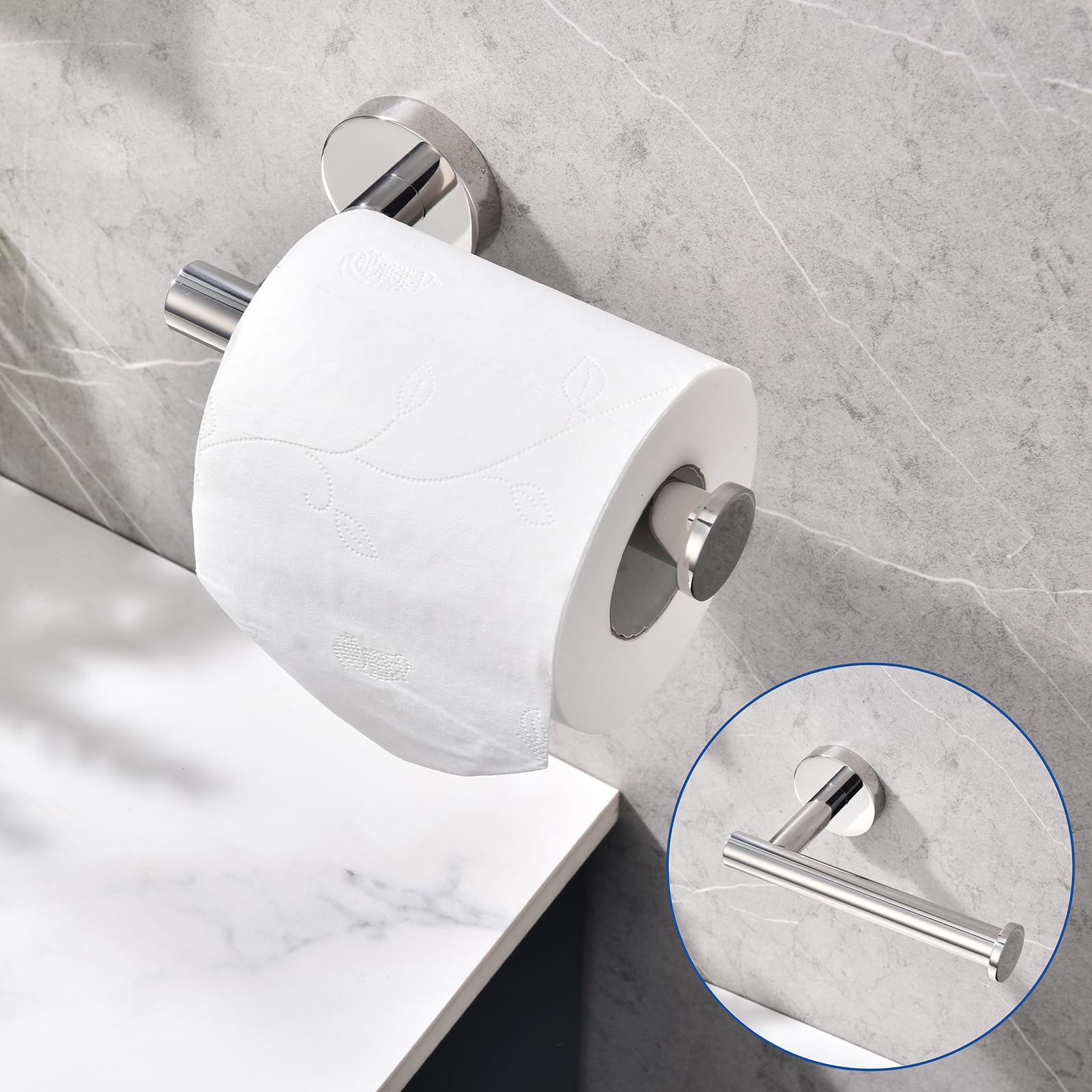 Toilet Paper Holder SUS304 Stainless Steel Round Size Polished Chrome 2 Pack (2 Count)