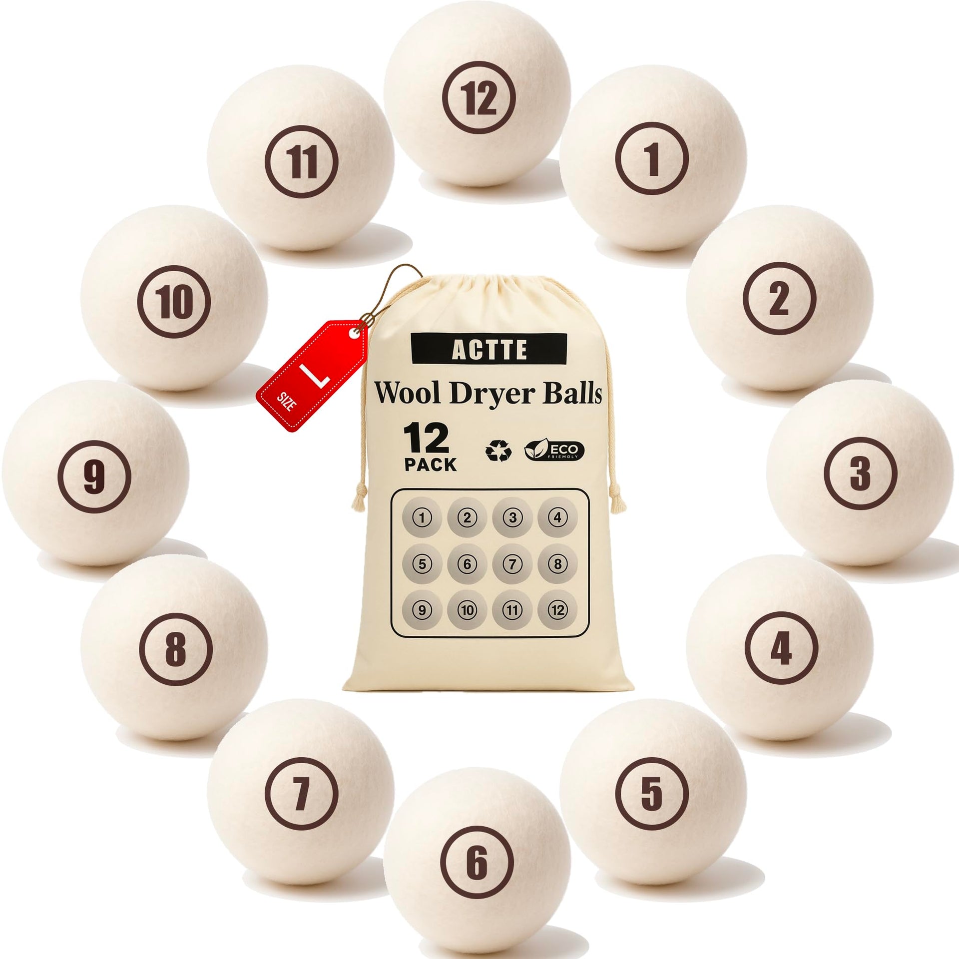 Wool Dryer Balls Laundry (12 Count)