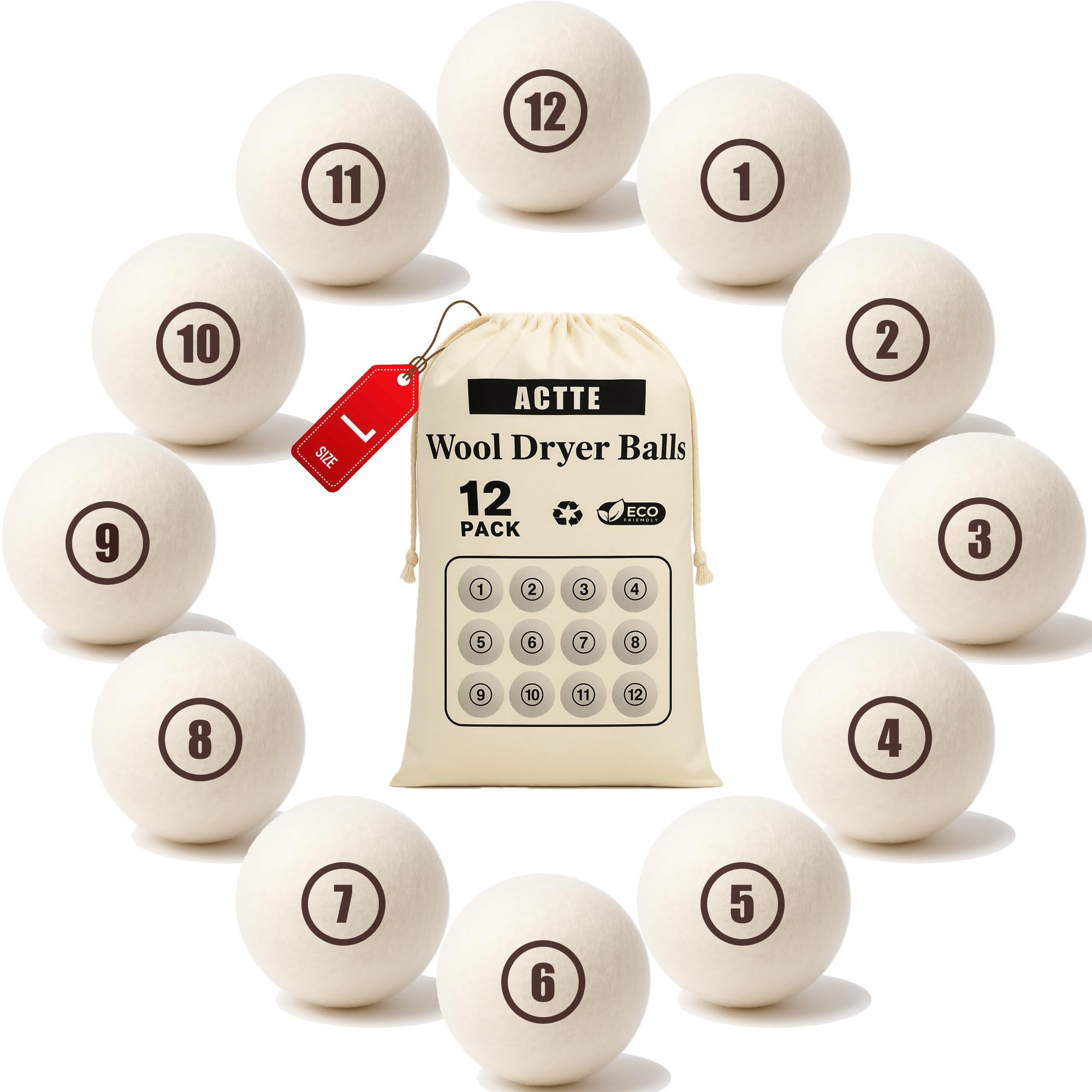 Wool Dryer Balls Laundry (12 Count)