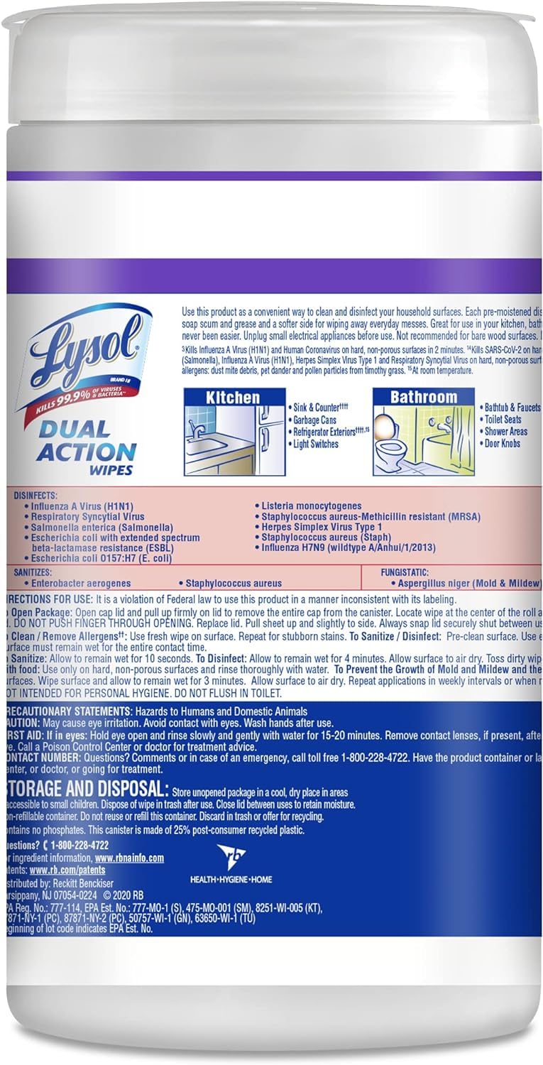 Dual Action Disinfectant Wipes (300 Count)