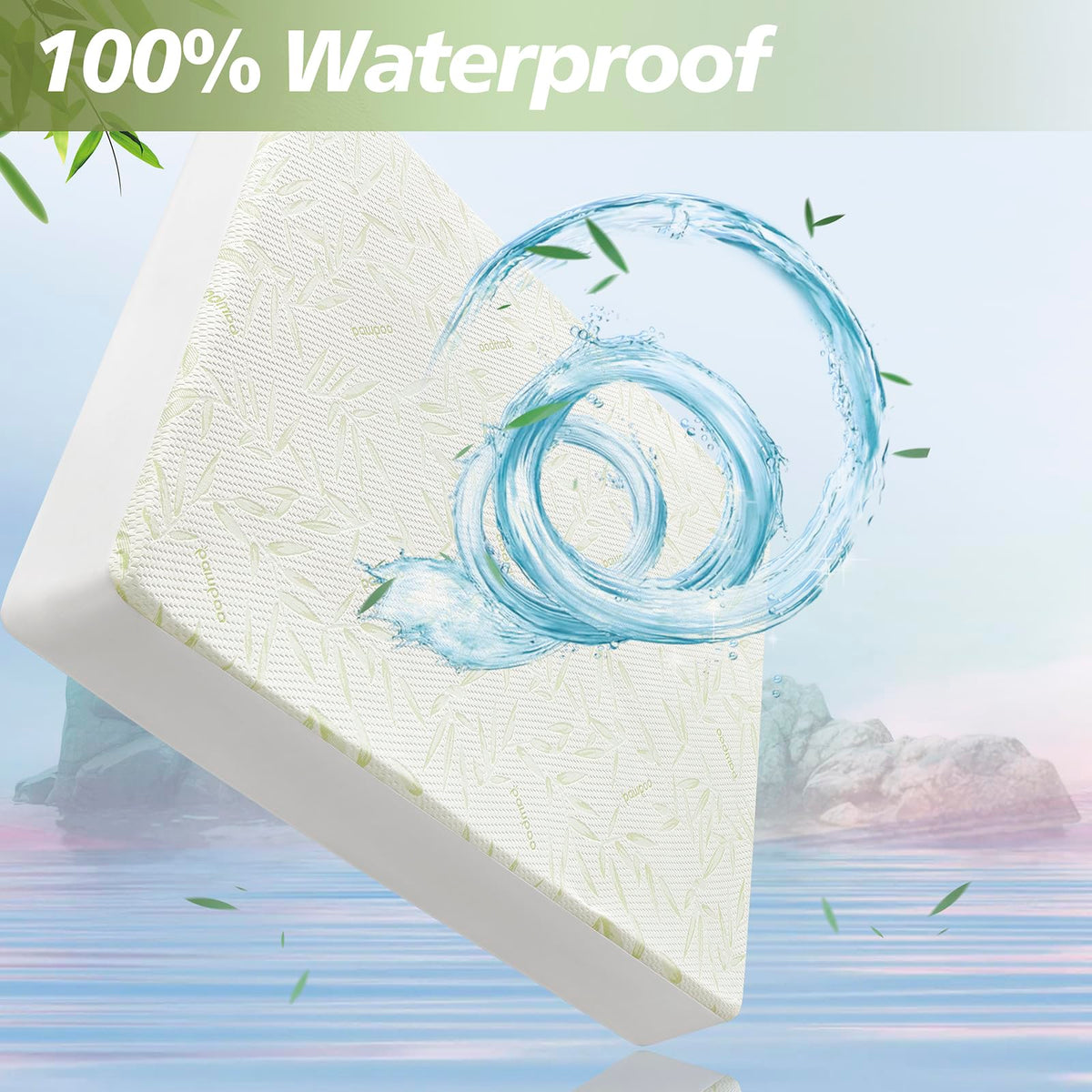 Twin Mattress Protector Waterproof Mattress Pad Washable Bamboo Rayon Mattress Cover Breathable Noiseless Bed Protector 5"