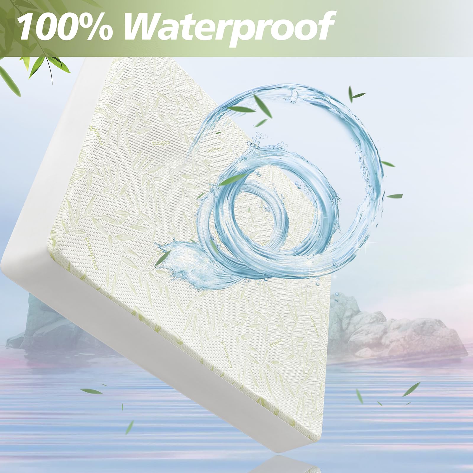 Twin Mattress Protector Waterproof Mattress Pad Washable Bamboo Rayon Mattress Cover Breathable Noiseless Bed Protector 5"