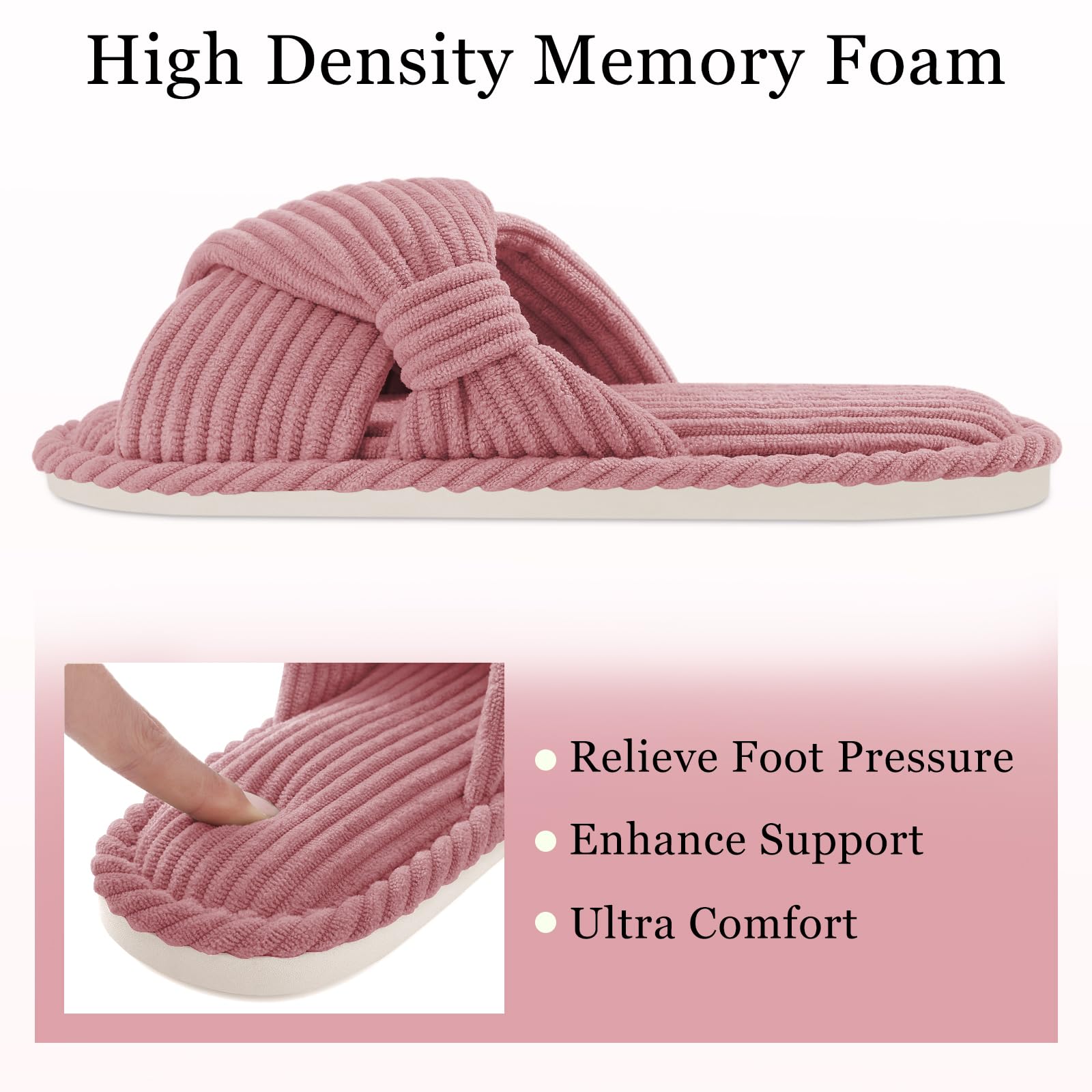 Summer House Slippers for Women Corduroy Open Toe Indoor Slippers