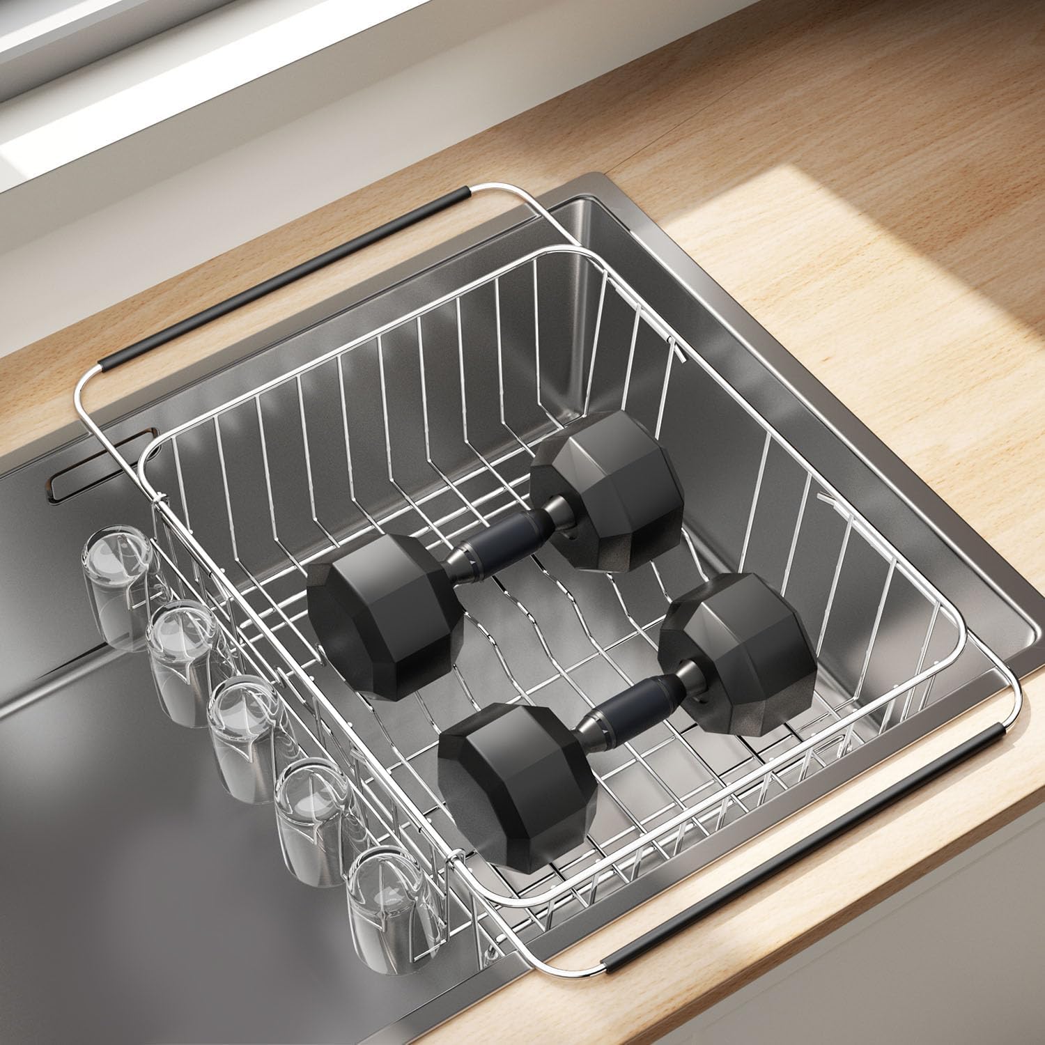 Small Dish Drying Rack in Sink