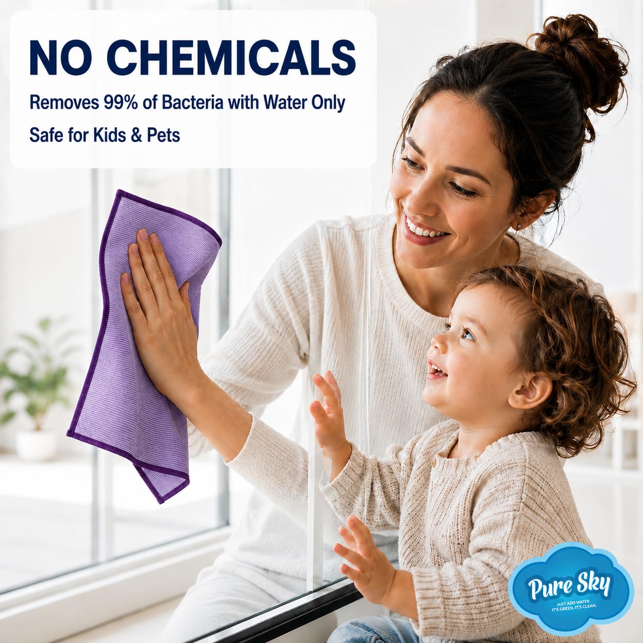 Pure Sky Window & Glass Cleaning Cloth Patented DUO