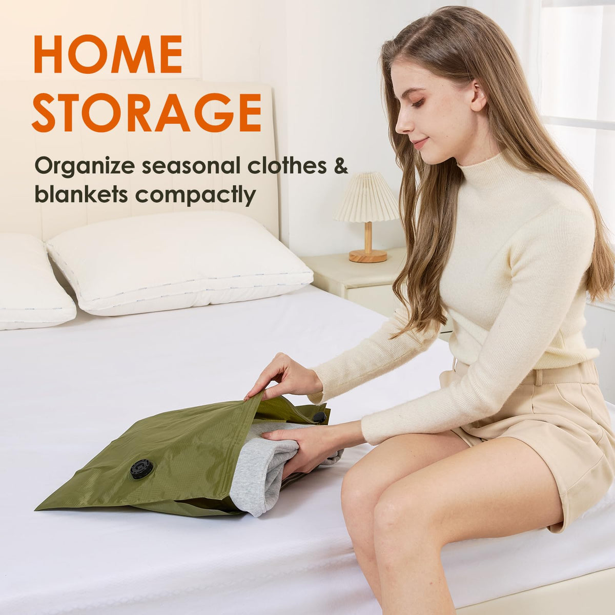 4 Pack Fabric Vacuum Storage Bags with Wireless Electric Pump Anti