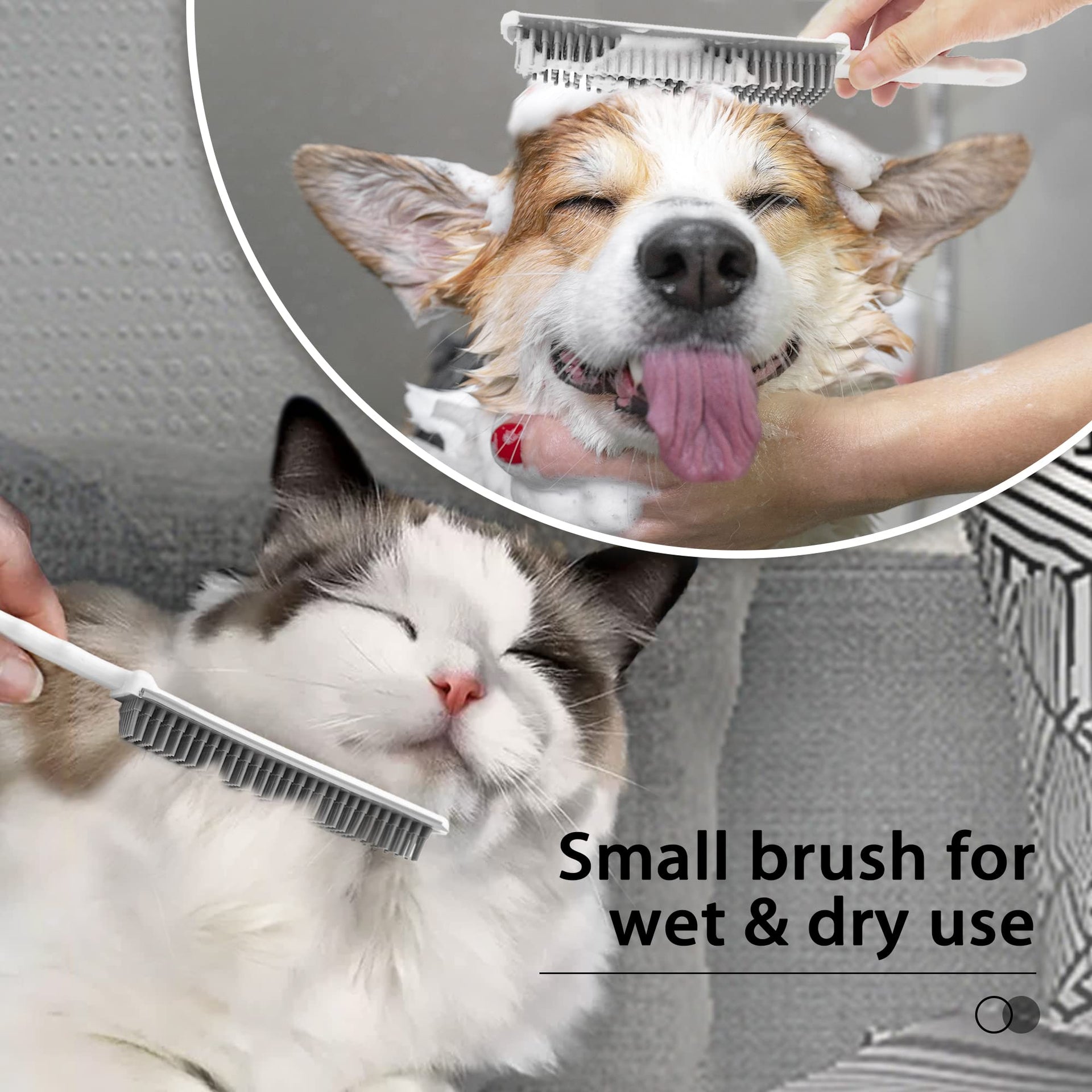 Rubber Broom Carpet Rake Brush for Pet Hair with Squeegee