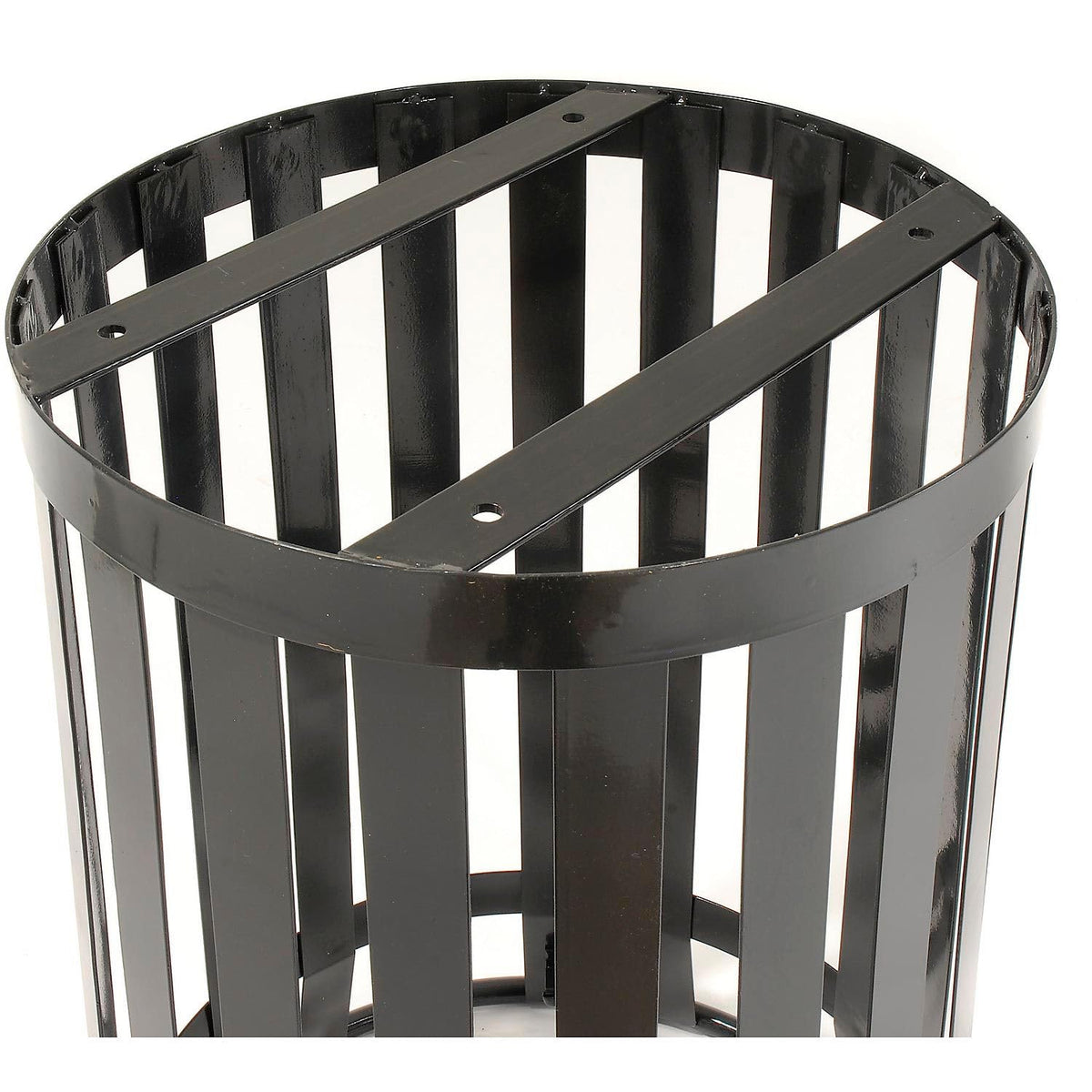 36 Gallon Outdoor Slatted Steel Round Trash Can